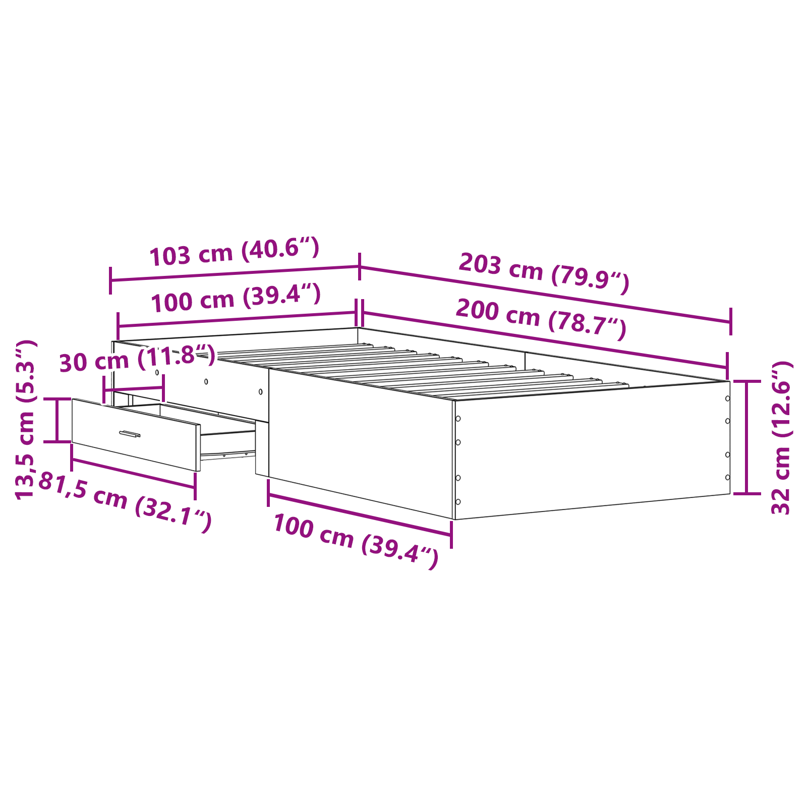 Bed Frame Old Wood 100x200 cm Engineered Wood - Image 10