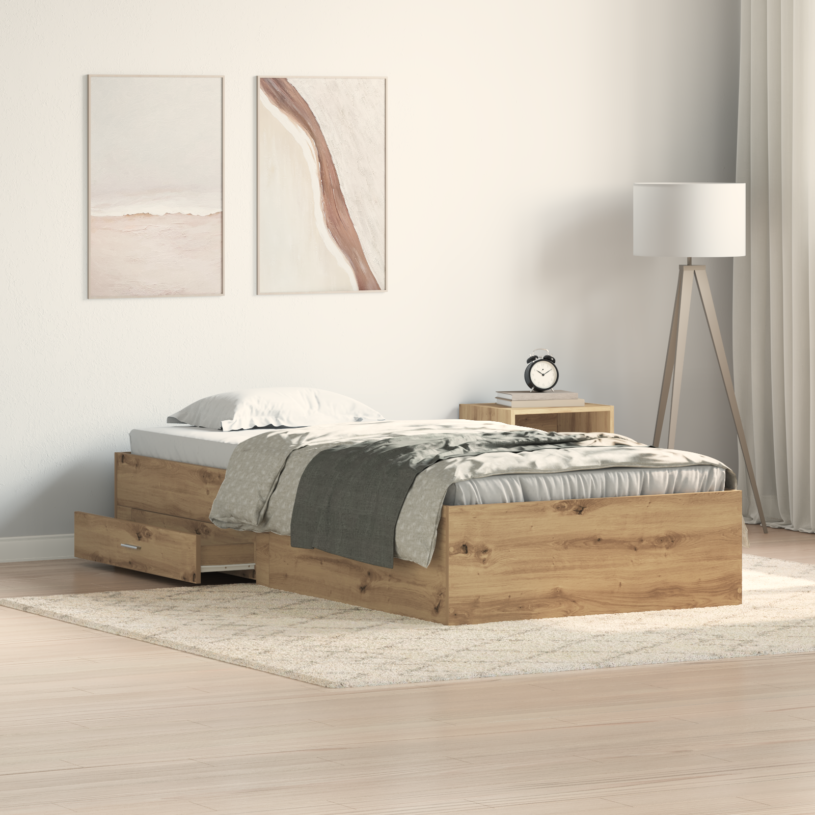 Bed Frame Artisan Oak 100x200 cm Engineered Wood