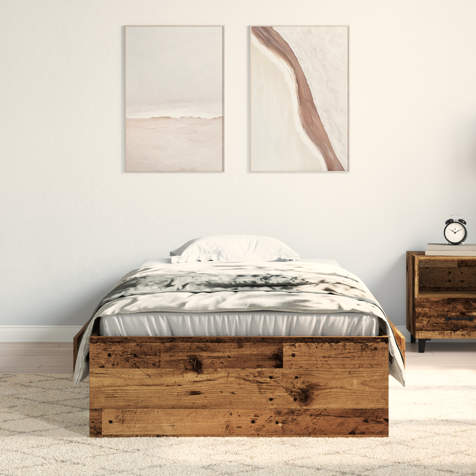 Bed Frame Old Wood 90x200 cm Engineered Wood - Image 4