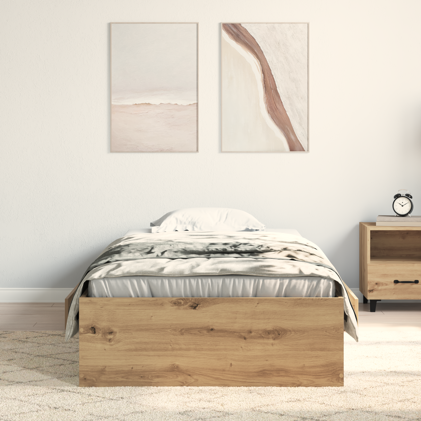 Bed Frame Artisan Oak 90x190 cm Engineered Wood - Image 4