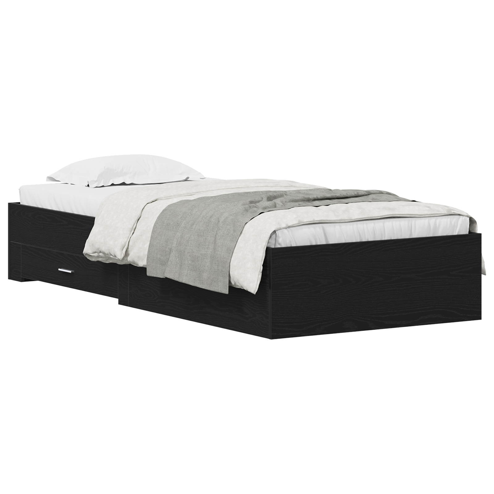 Bed Frame Black Oak 90x190 cm Engineered Wood - Image 2