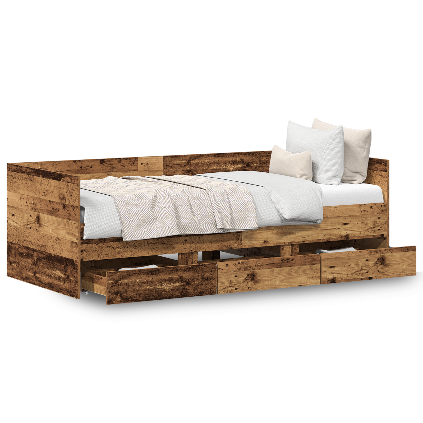 Rustic Daybed Old wood Engineered wood 90 x 200 cm Durable - Image 4