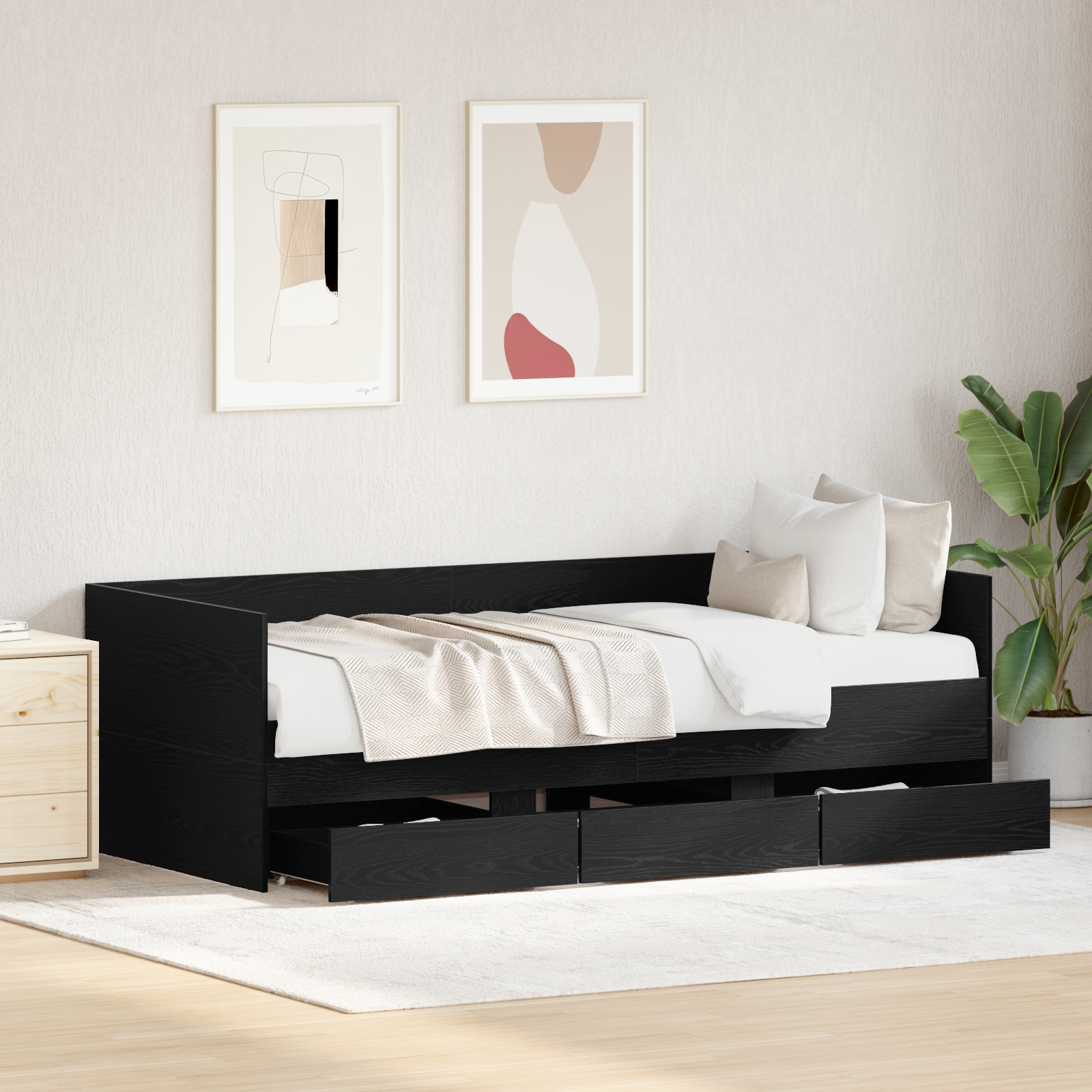 Daybed Black oak Engineered wood 90 x 200 cm Durable Daybed - Image 5