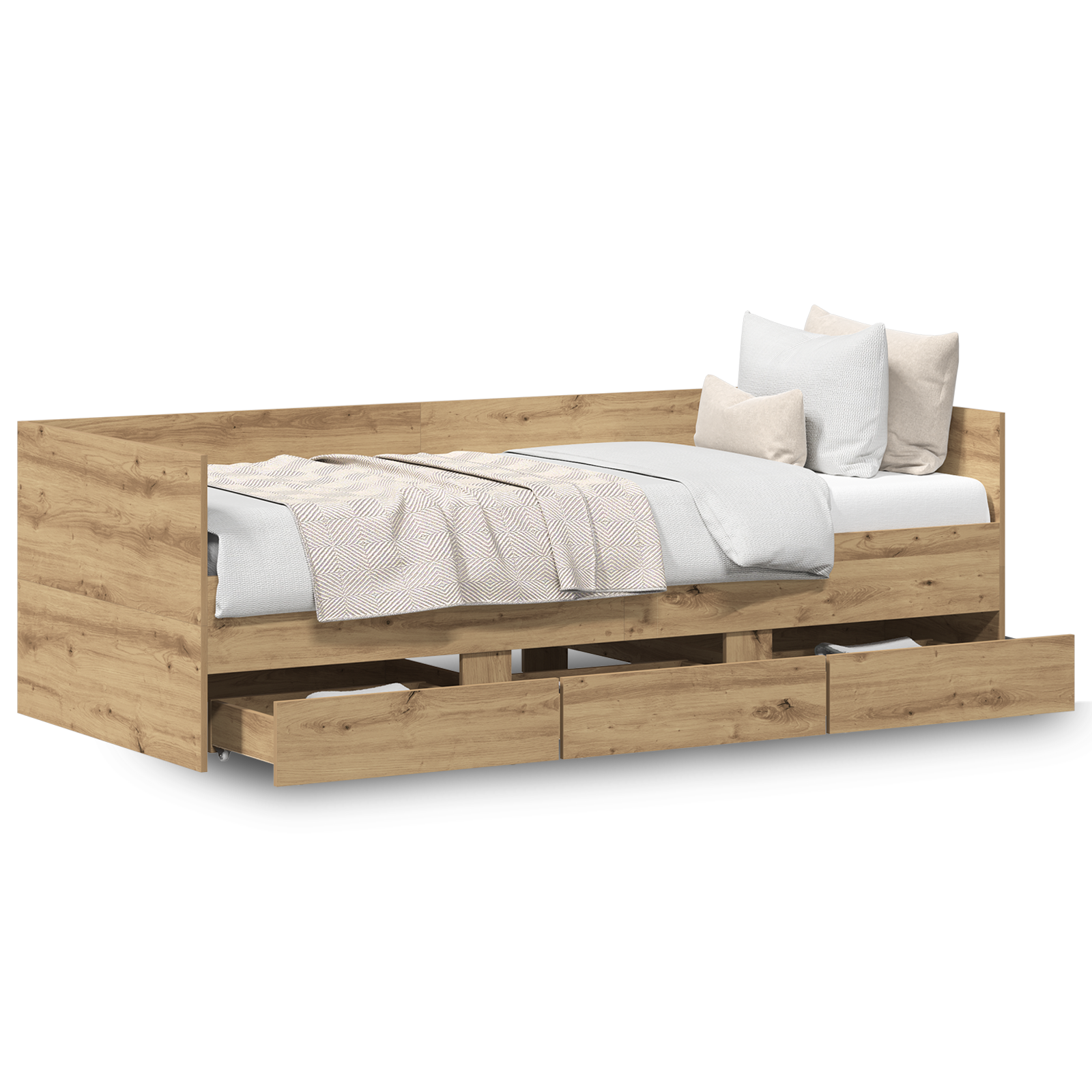Daybed Artisan oak Engineered wood 90 x 190 cm Durable Daybed - Image 4