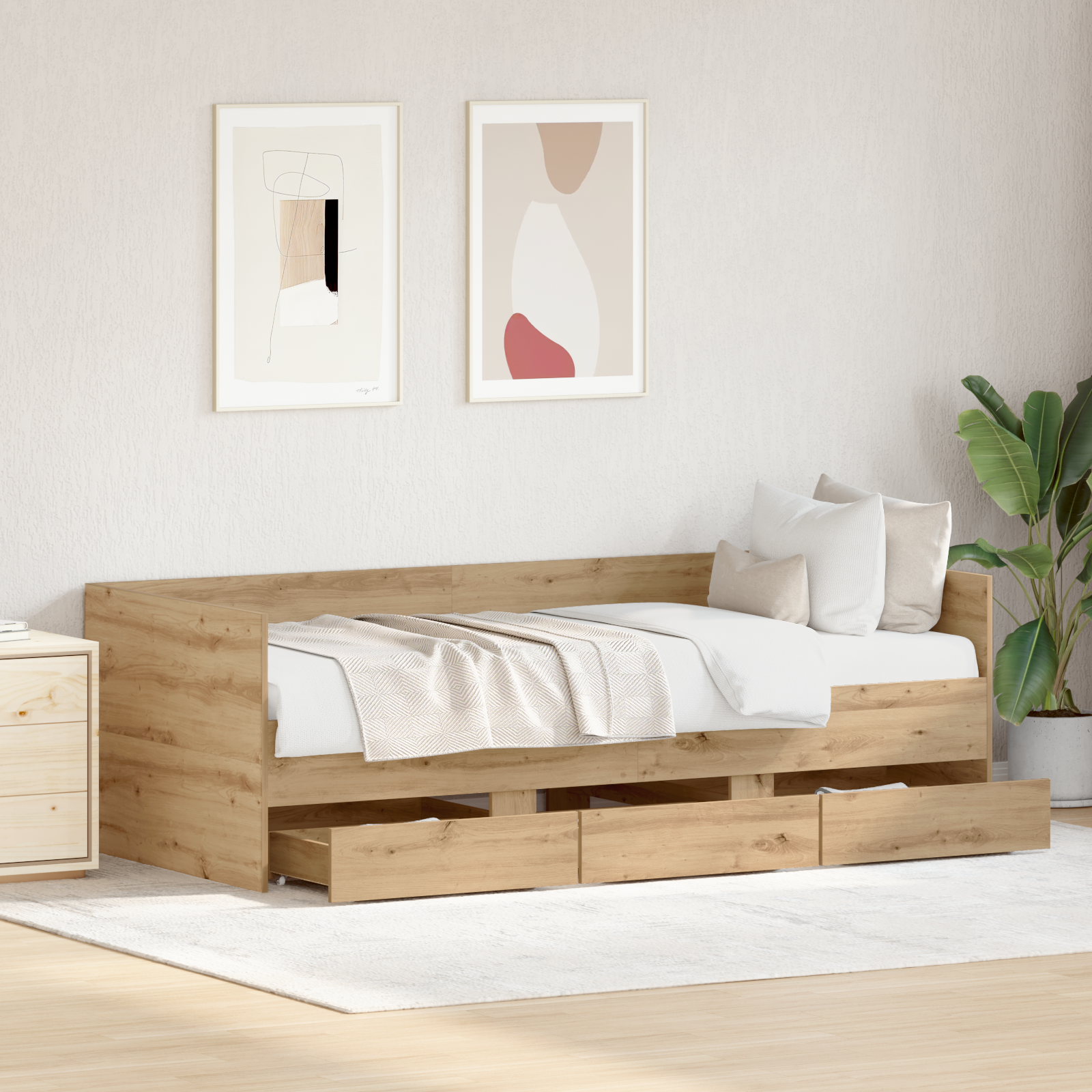 Daybed Artisan oak Engineered wood 90 x 190 cm Durable Daybed - Image 5