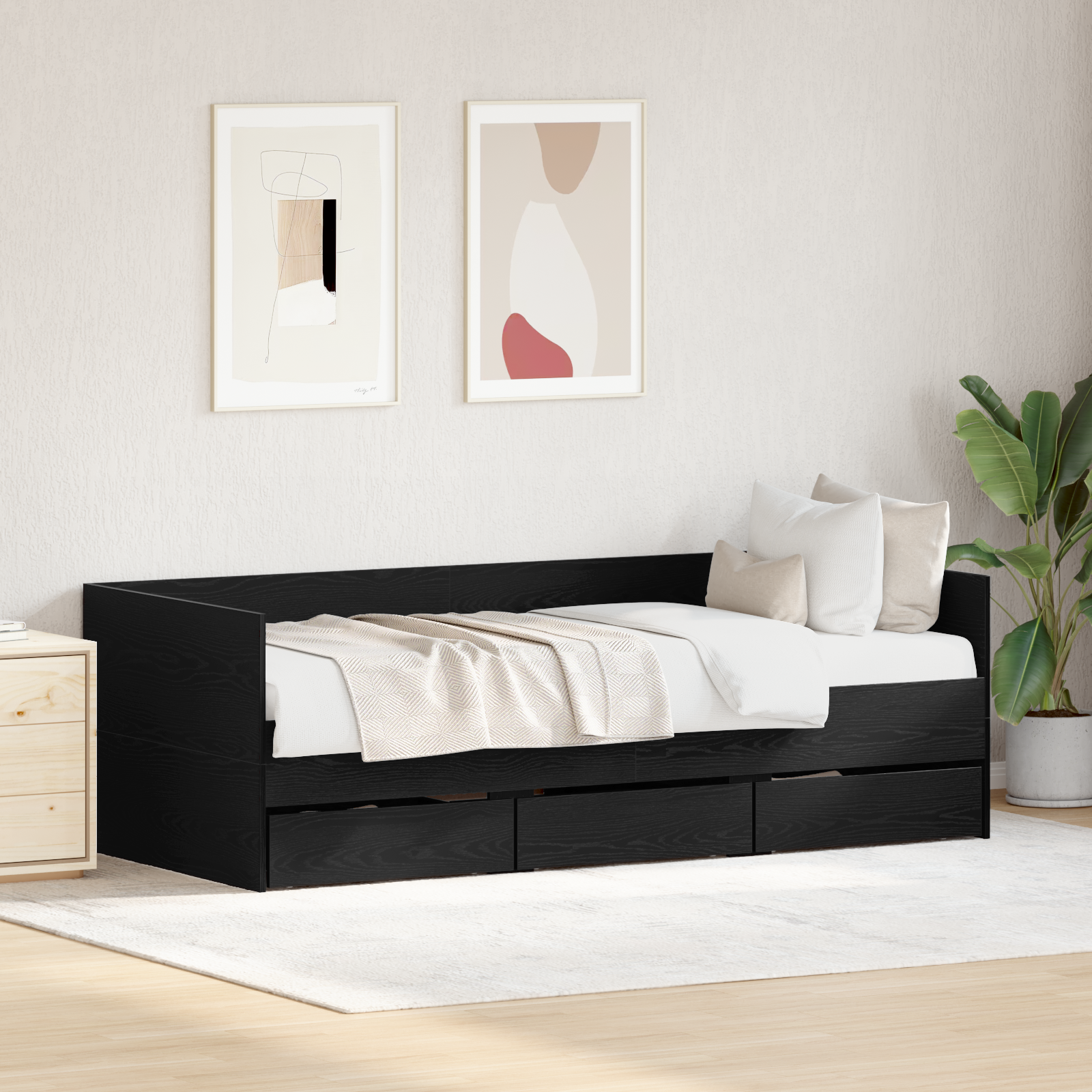 Daybed Black oak Engineered wood 90 x 190 cm Durable Daybed
