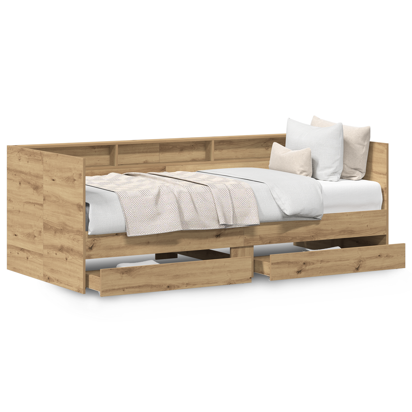 Daybed with Drawers Artisan Oak Engineered Wood 90 x 200 cm - Image 4