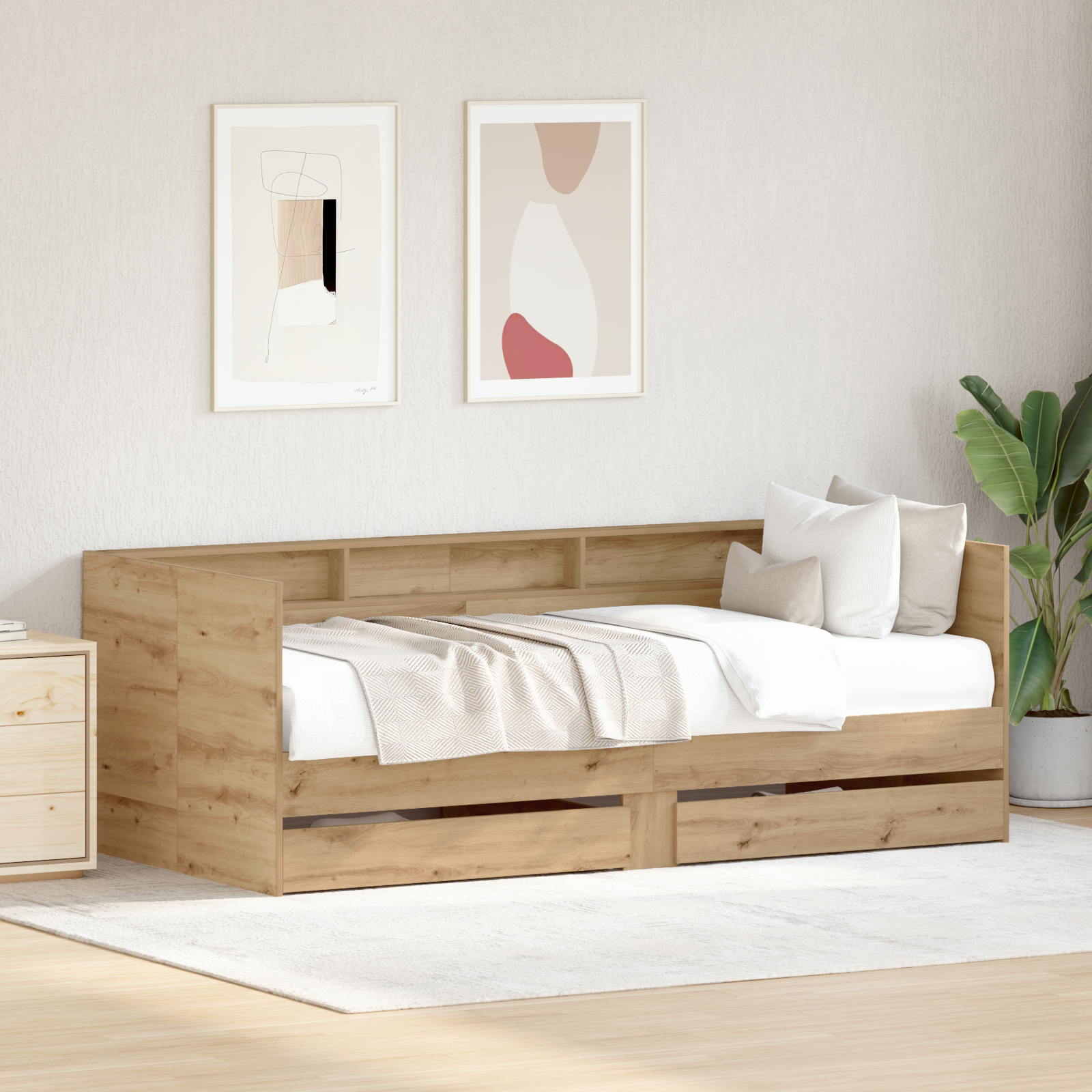 Daybed with Drawers Artisan oak Engineered wood 75 x 190 cm