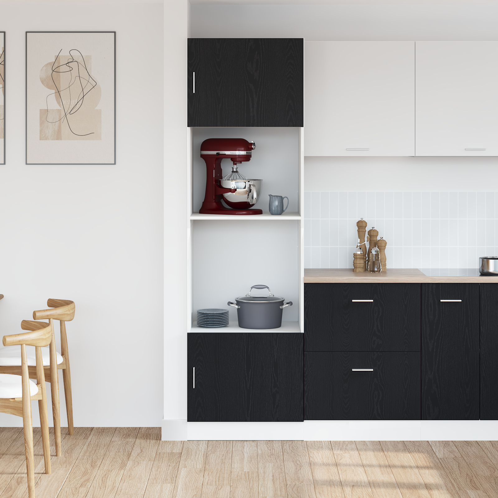 Kitchen Cabinet Black oak Engineered wood 60 x 57 x 207 cm - Image 4