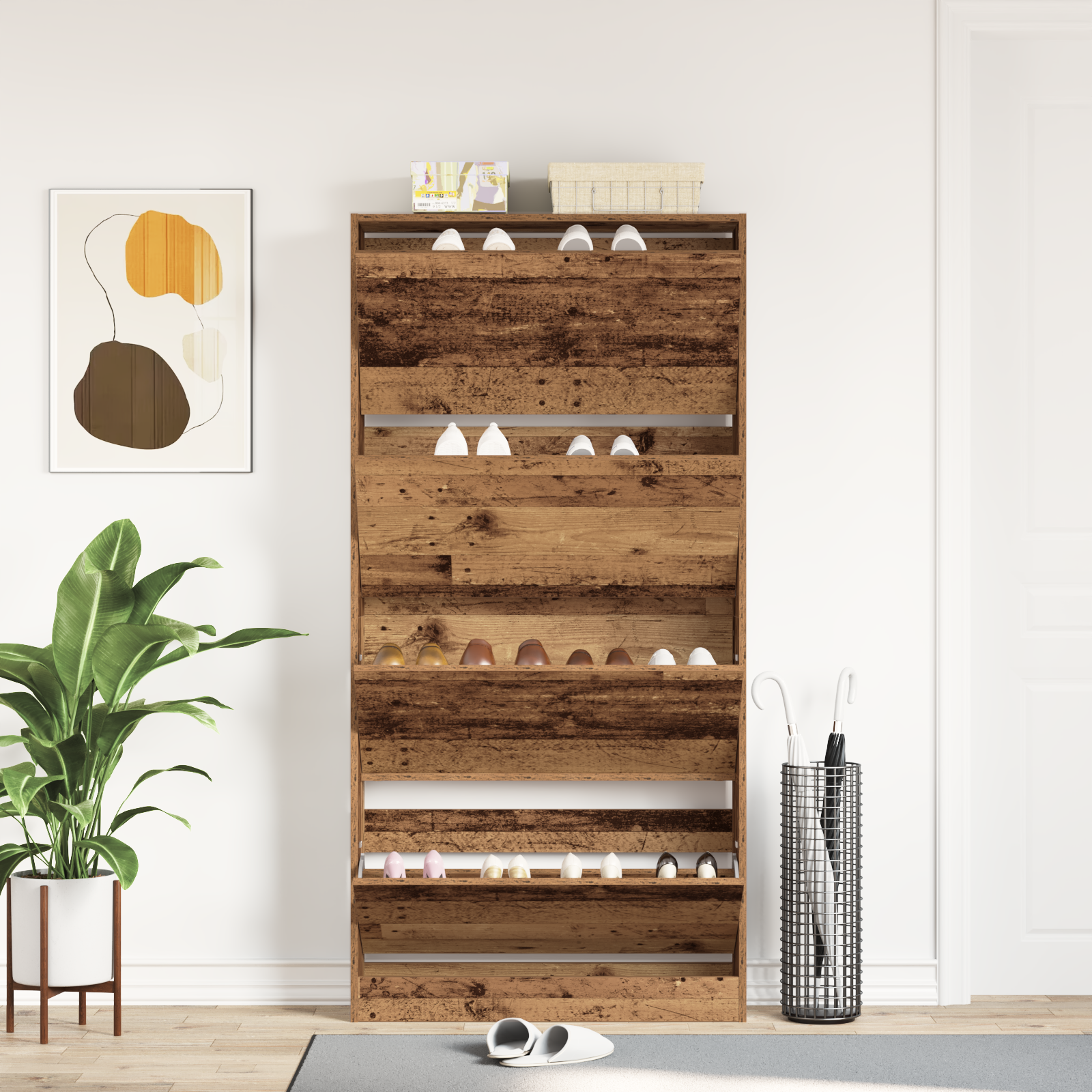 Shoe Cabinet Old wood Engineered wood 80 x 21 x 163.5 cm Durable - Image 4