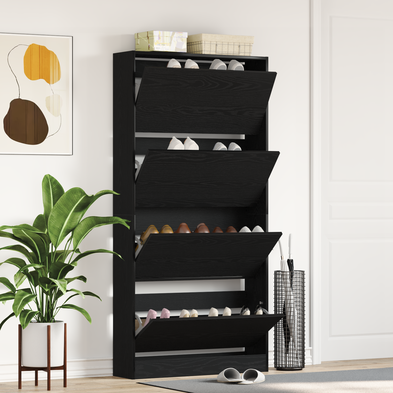Schoenenkast Zwart eiken Engineered wood 80 x 21 x 163.5 cm
