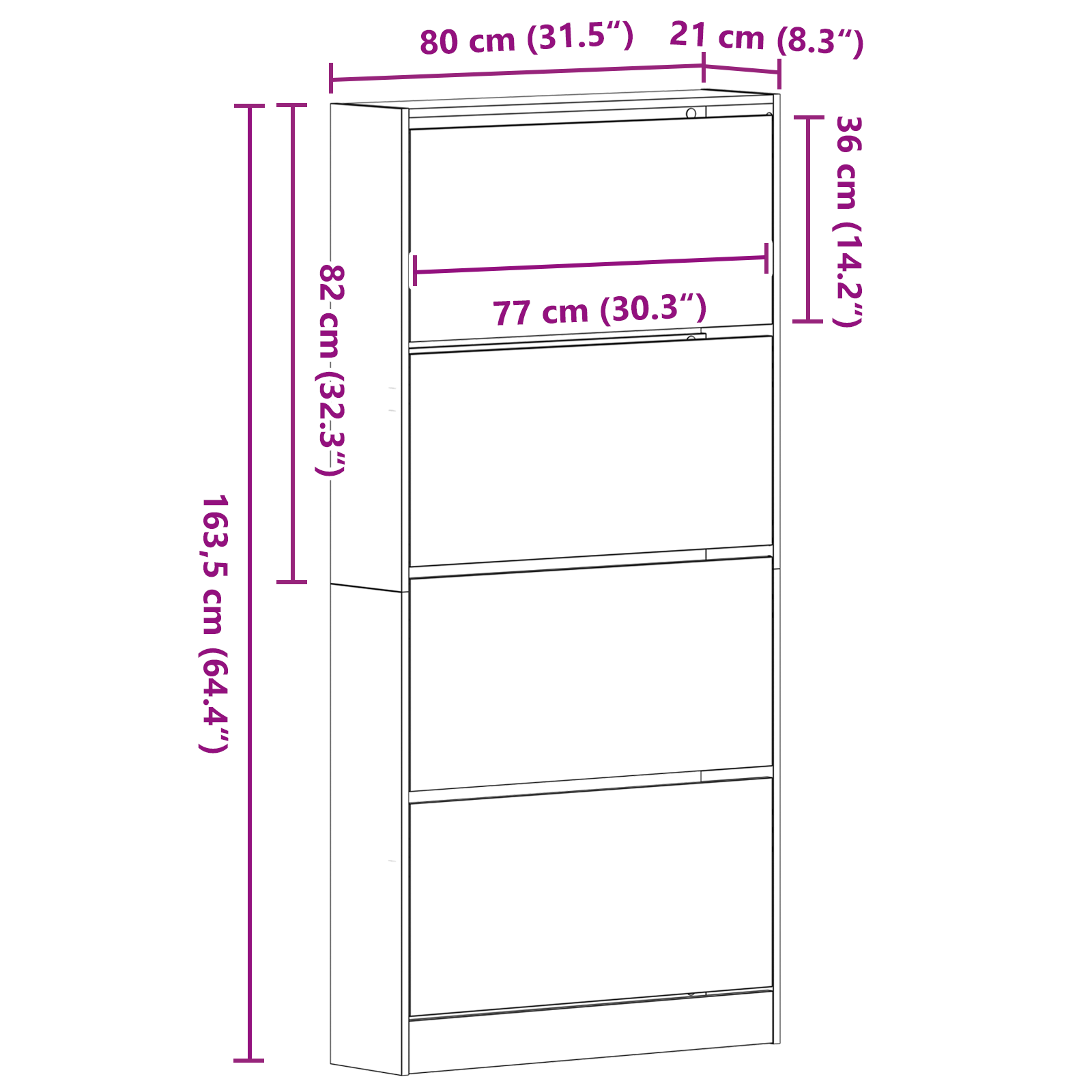 Shoe Cabinet Black oak Engineered wood 80 x 21 x 163.5 cm Durable - Image 10