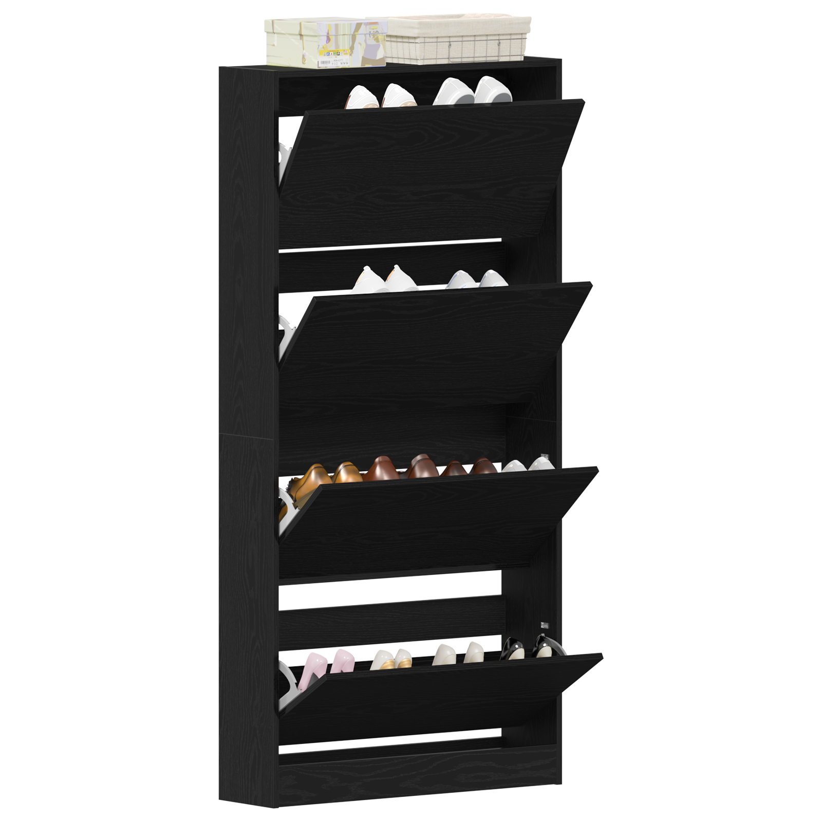 Shoe Cabinet Black oak Engineered wood 80 x 21 x 163.5 cm Durable - Image 3