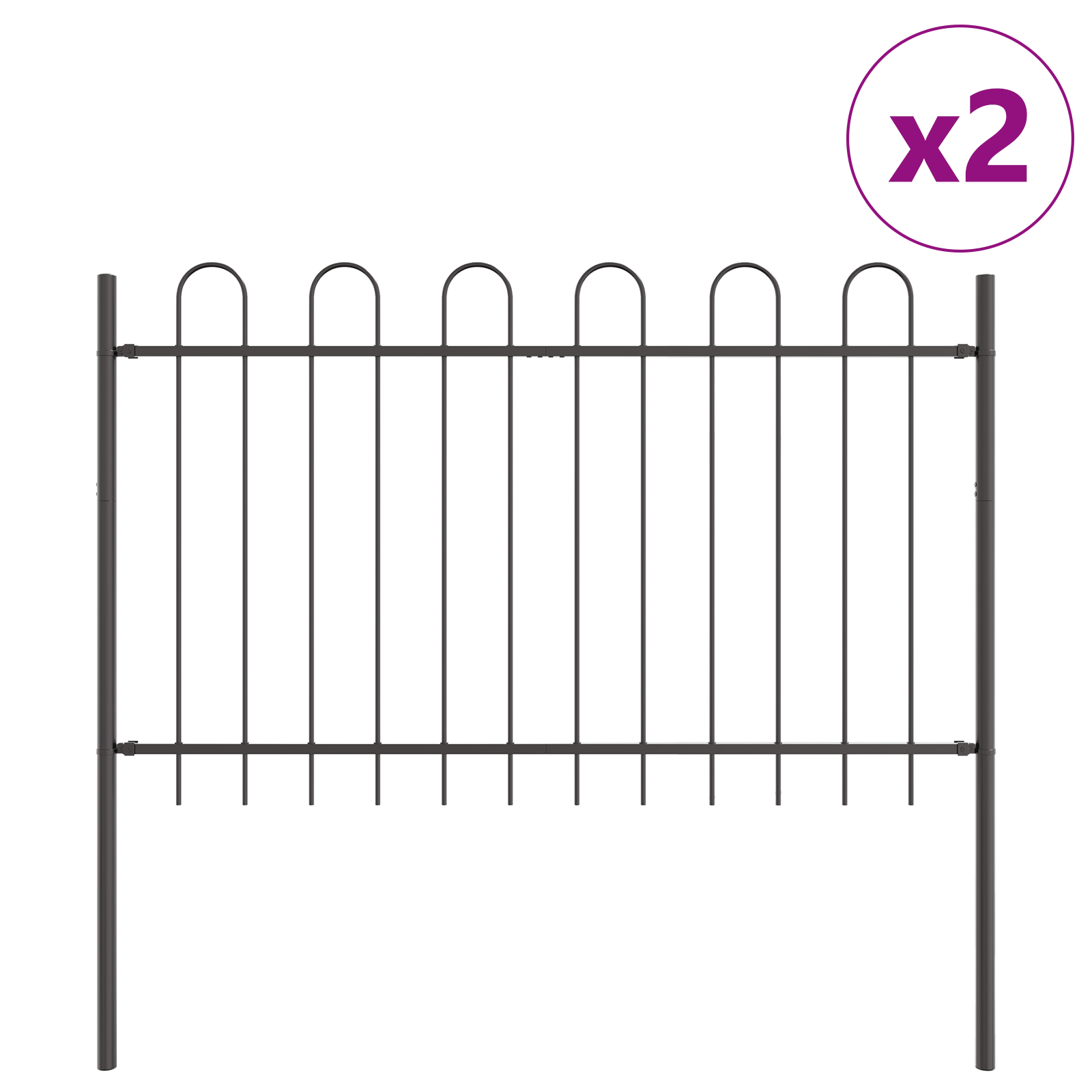 Garden Fence with Hoop Top Grey 3.4x1 m Steel - Image 2