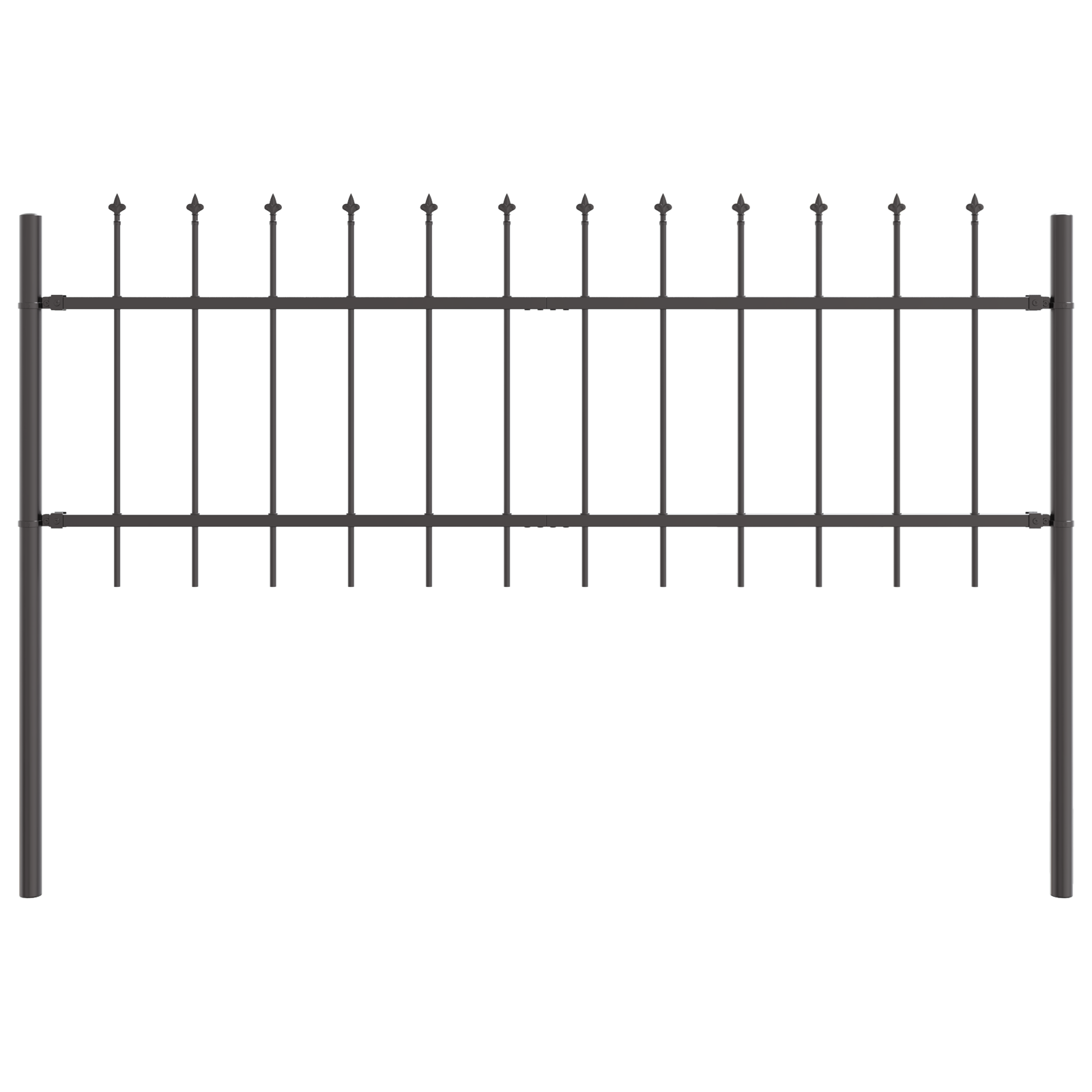 Garden Fence with Spear Top Grey 5,1x0,6 m Steel - Image 4