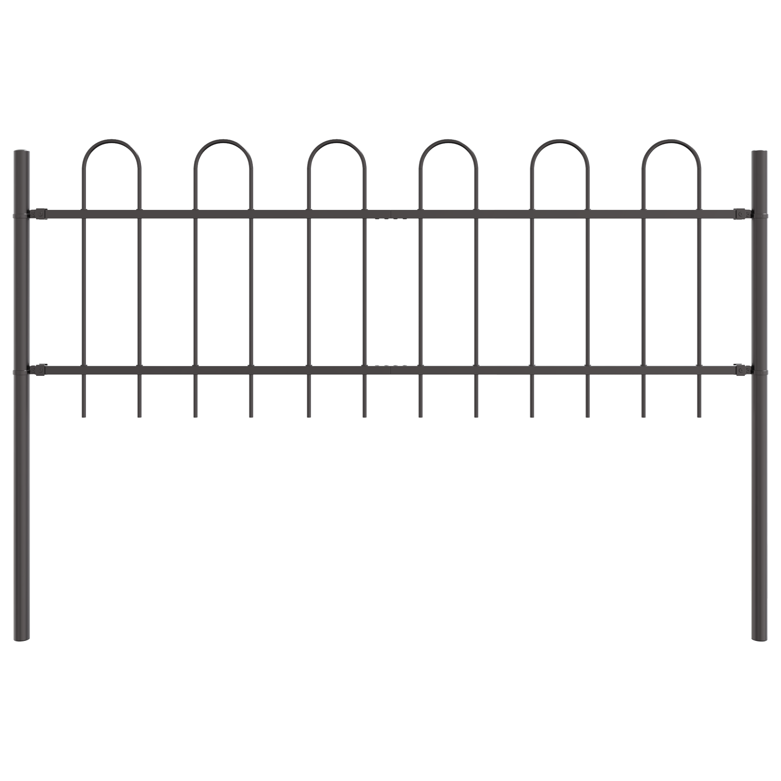 Garden Fence with Hoop Top Grey 5.1x0.6 m Steel - Image 4