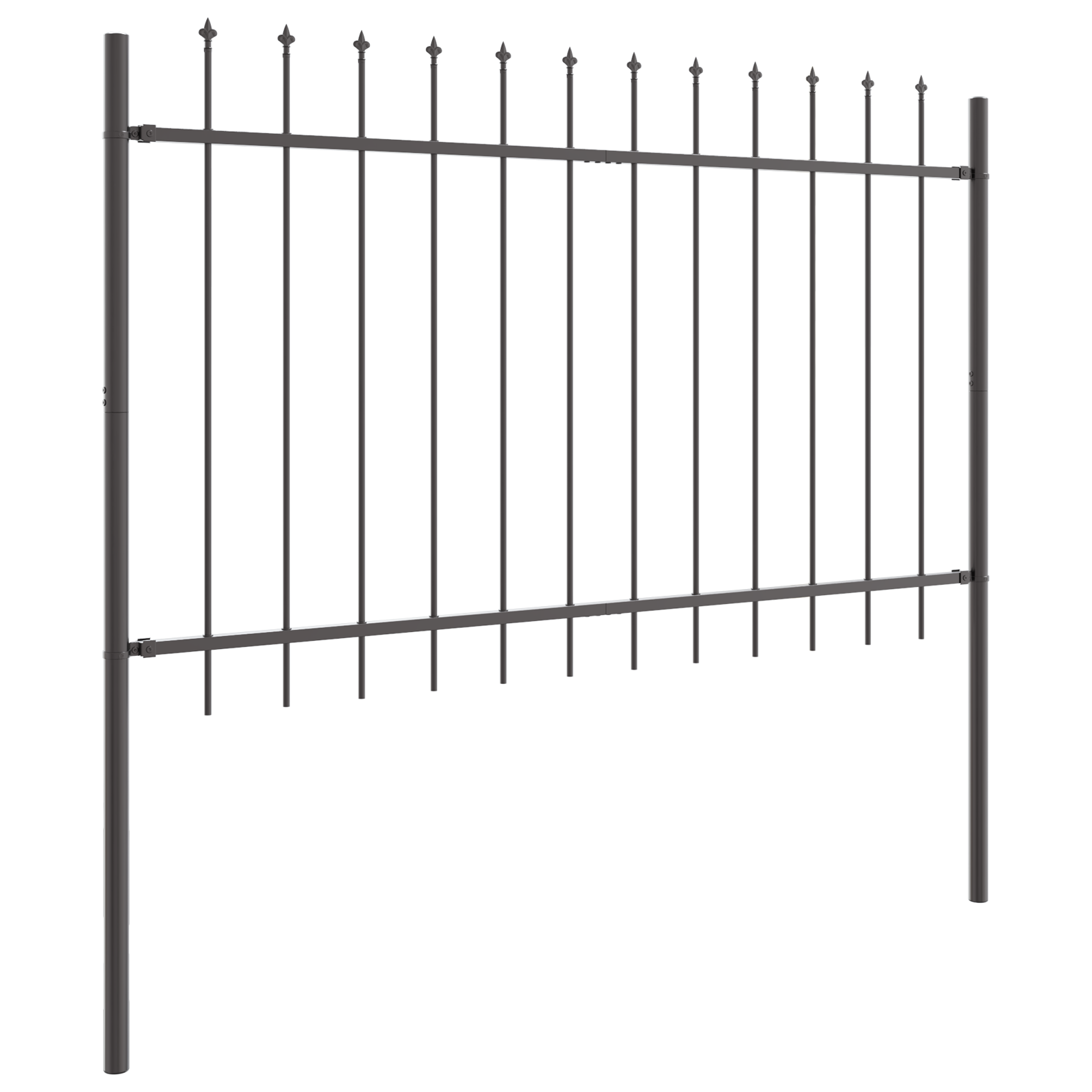 Garden Fence with Spear Top - Grey, 6.8 x 1.2 m, Steel - Image 3