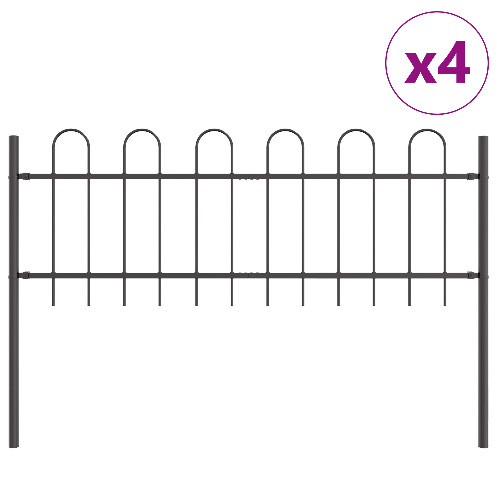 Garden Fence with Hoop Top Gray 6.8x0.6 m Steel - Image 2