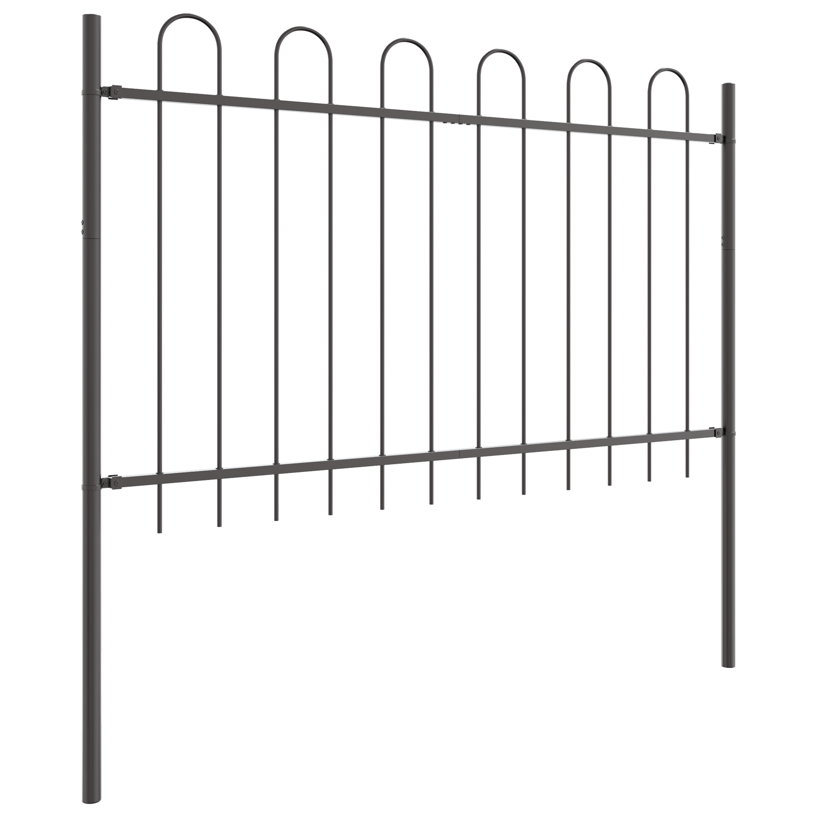 Garden Fence with Hoop Top in Grey, 6.8x1.2 m Made of Steel - Image 3