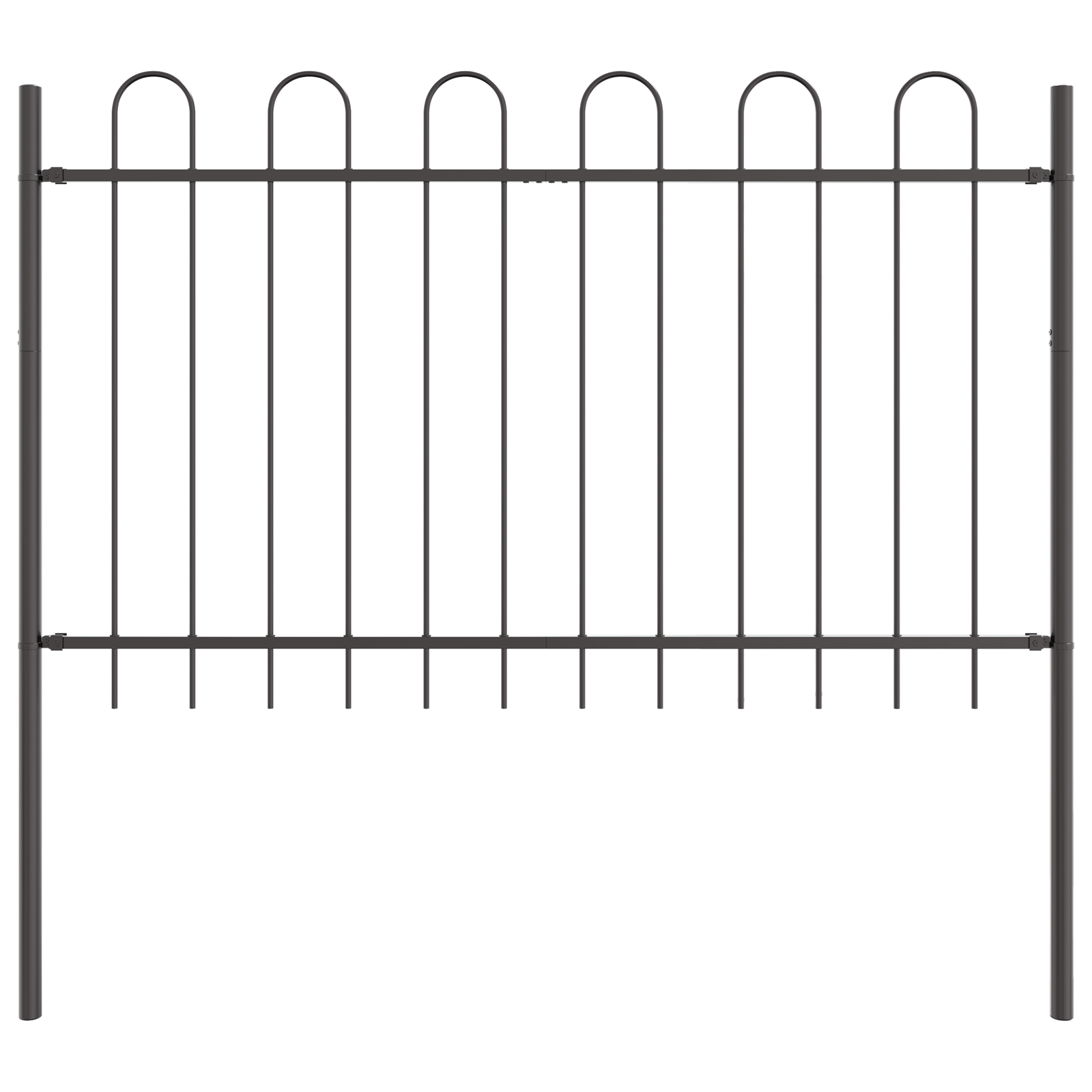 Garden Fence with Hoop Top in Grey, 6.8x1.2 m Made of Steel - Image 4