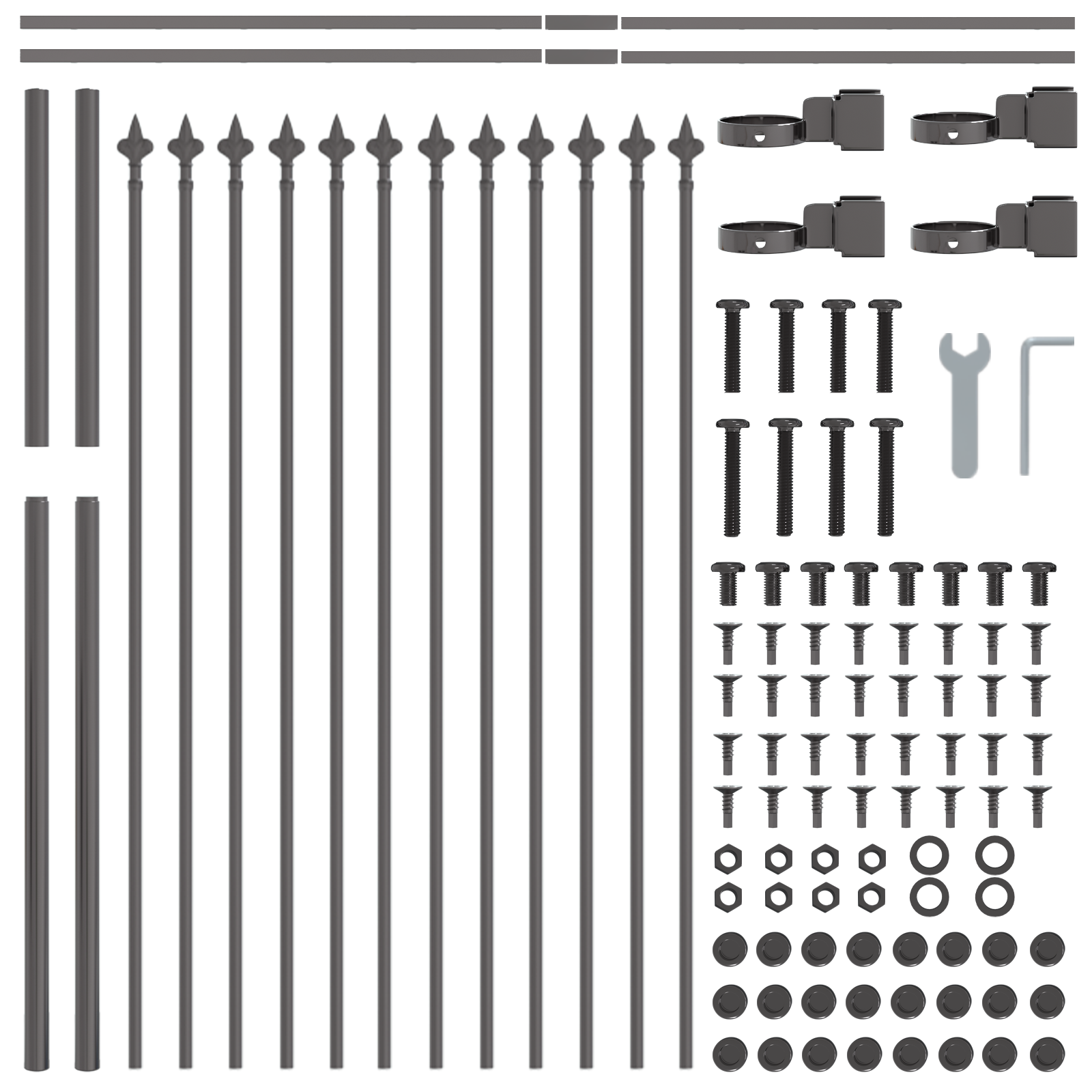 Garden Fence with Spear Top - Grey, 8.5 x 0.8 m, Made of Steel - Image 5