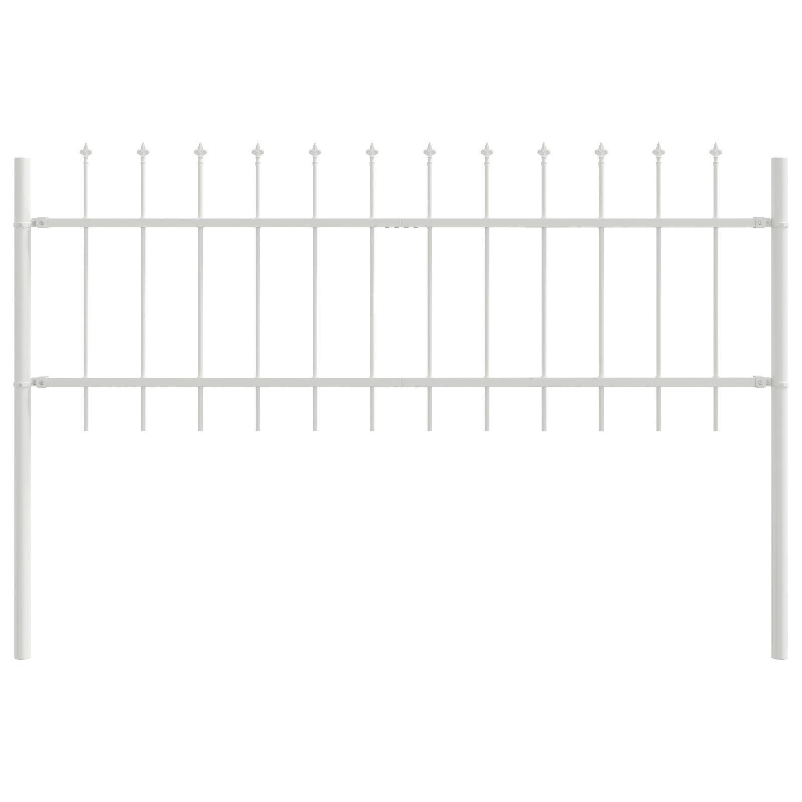 Garden Fence with Spiky Top - White, 8.5 x 0.6 m Steel - Image 4