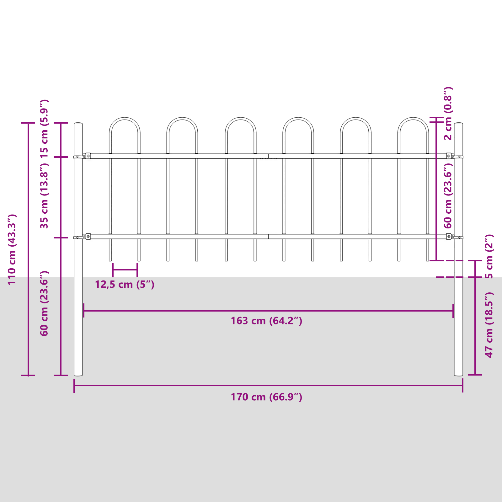 Garden Fence with Hoop Top White 8.5x0.6 m Steel - Image 4