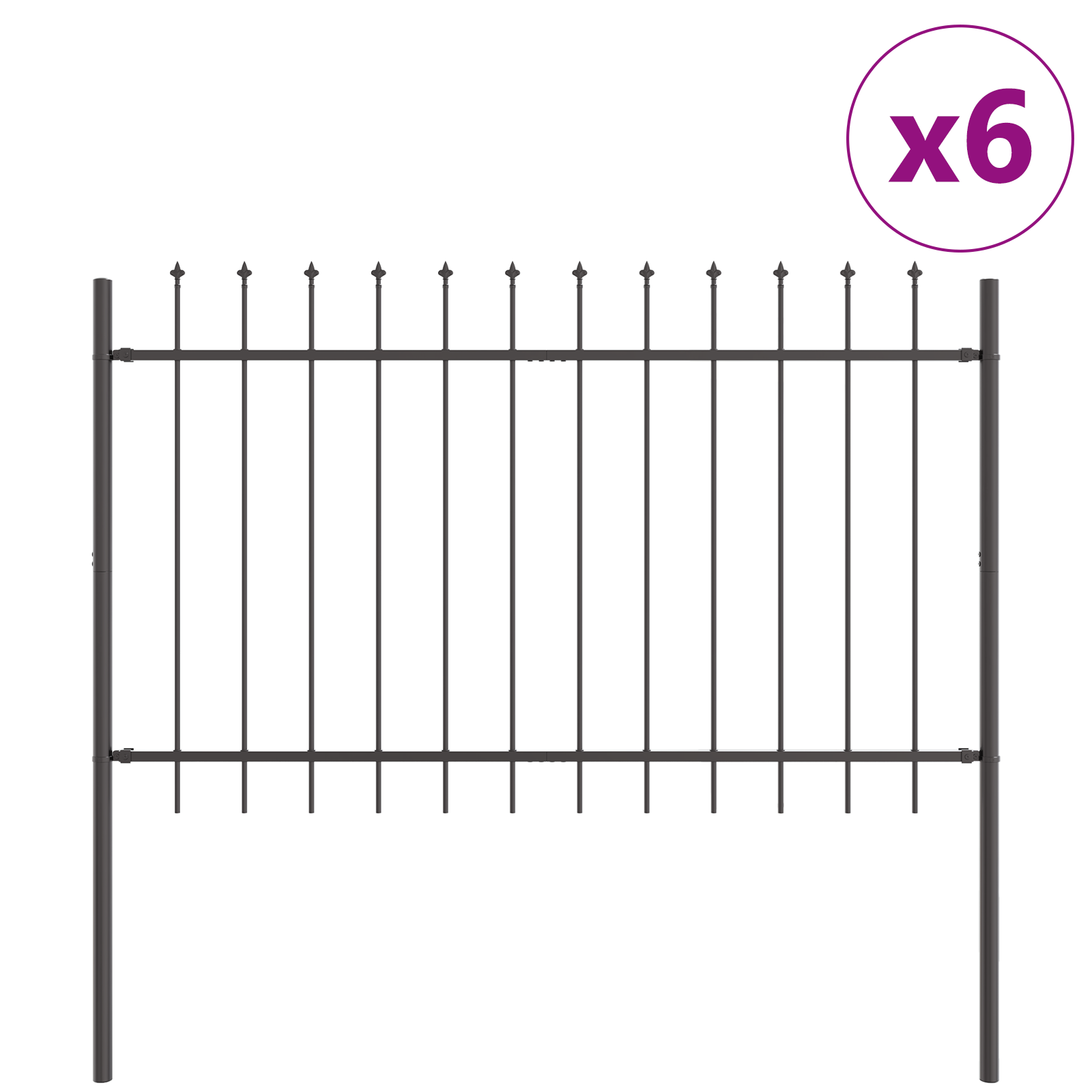 Garden Fence with Spear Top Grey 10.2x0.8 m Steel - Image 2
