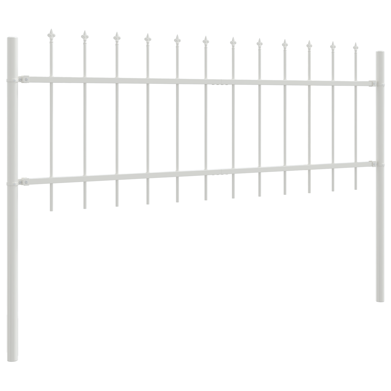 Garden Fence with Pointy Tops - White - 10.2 x 0.6 m - Steel - Image 3