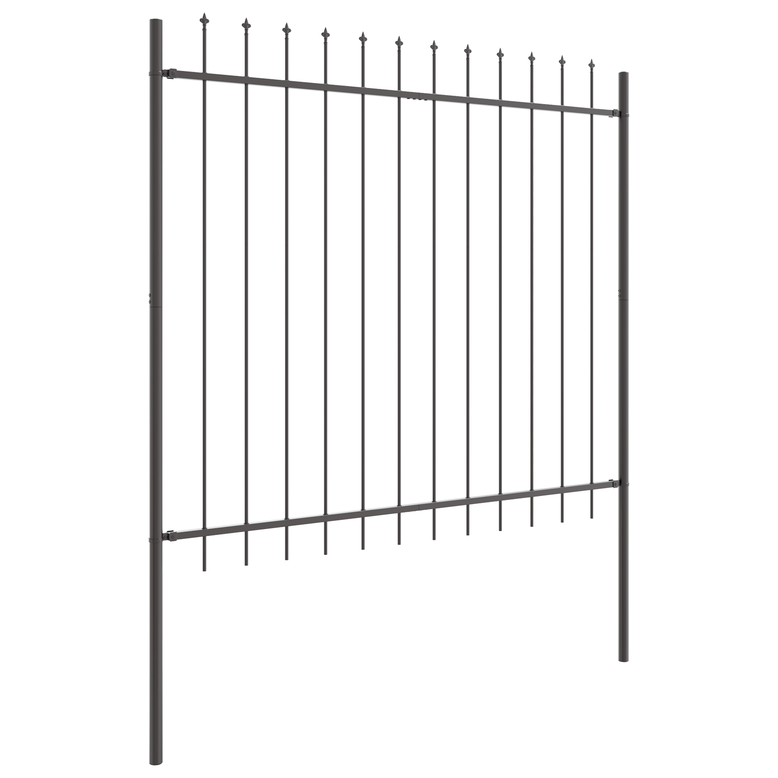 Garden Fence with Spear Top in Grey, 11.9 x 1.5 m, Made of Steel - Image 3