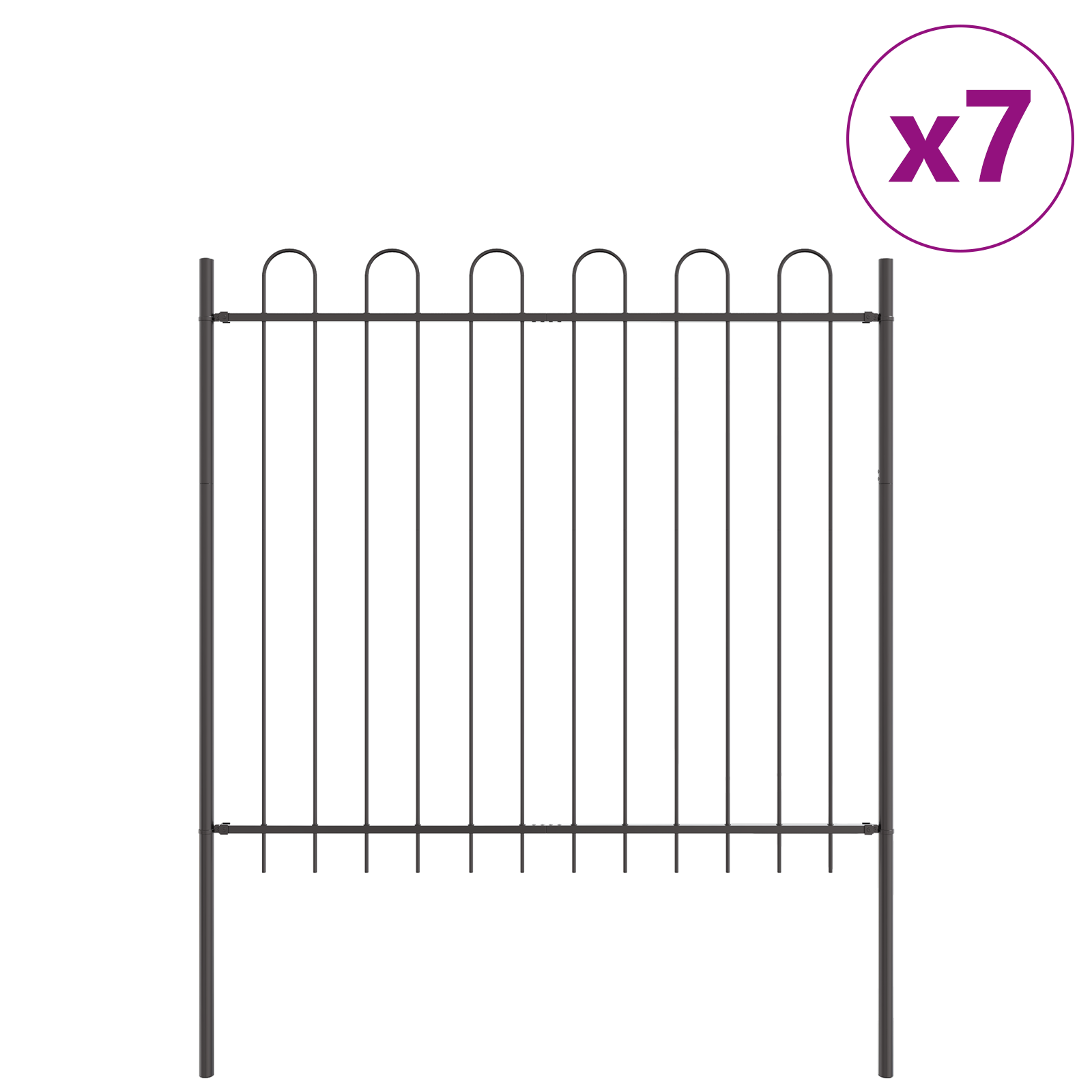 Garden Fence with Hoop Top Grey 11.9x1.5 m Steel - Image 2