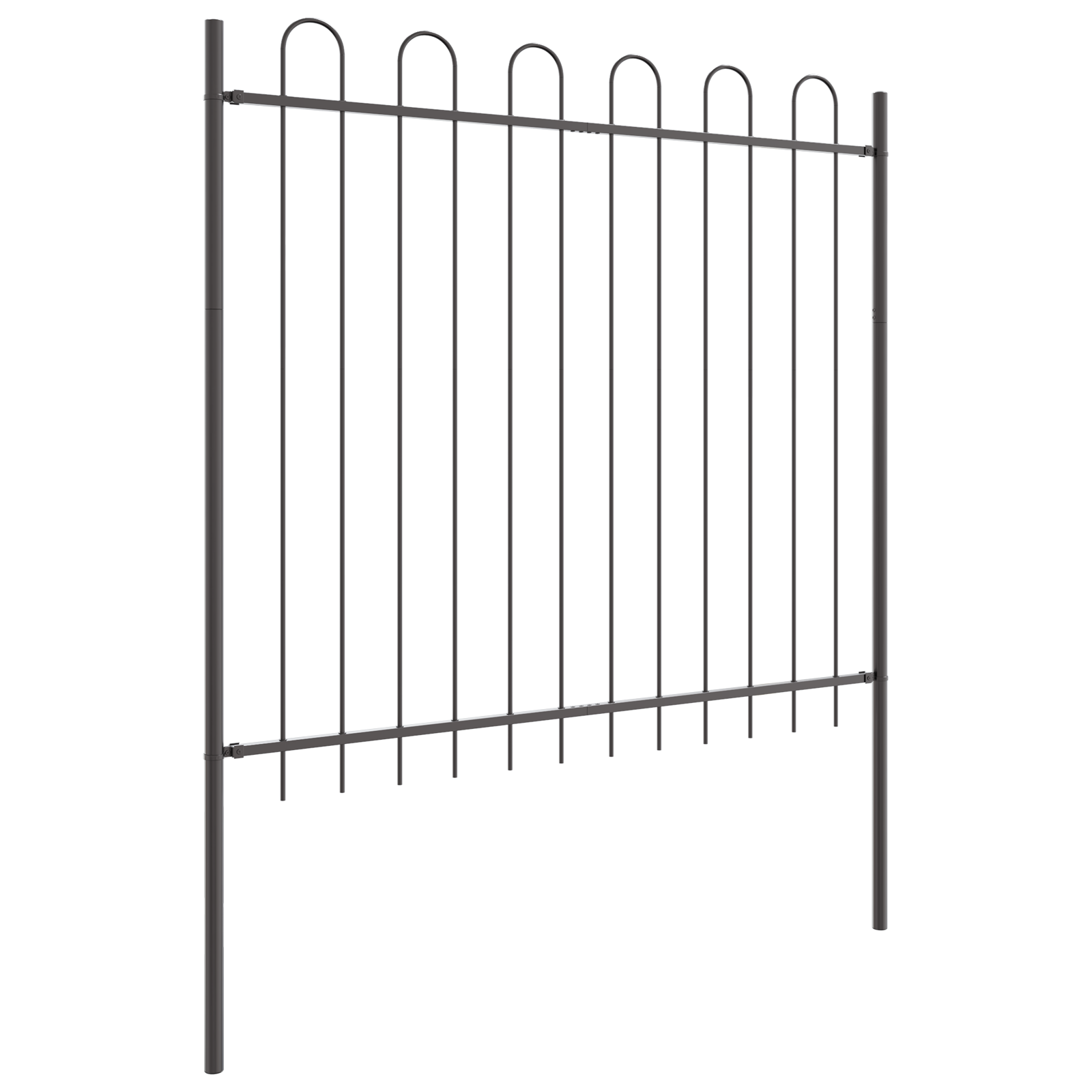 Garden Fence with Hoop Top Grey 11.9x1.5 m Steel - Image 3