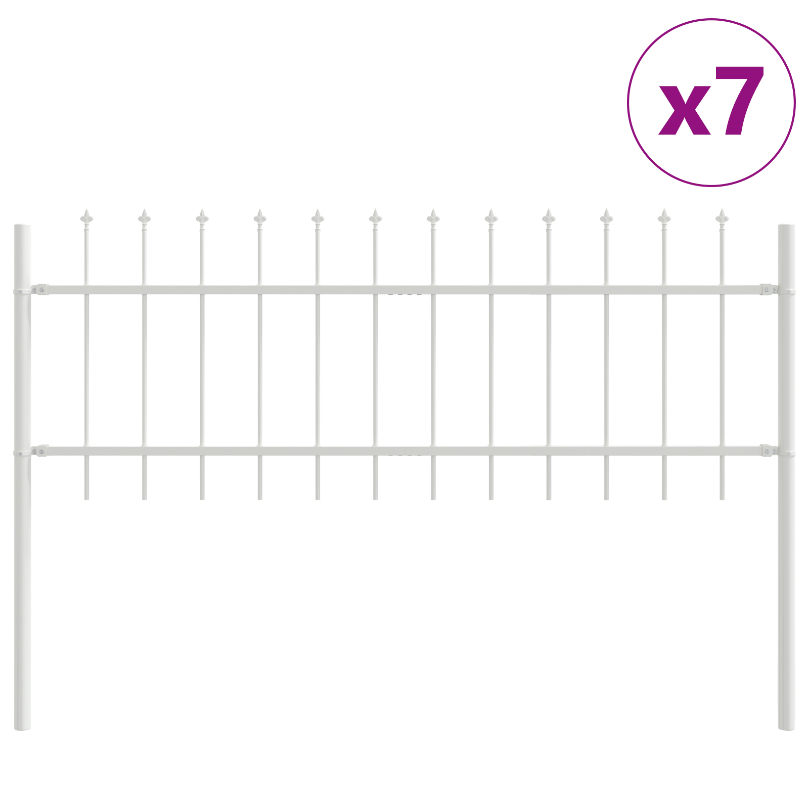 Thumbnail - vidaXL Gartenzaun mit Spear Top - Weiß, 11,9 x 0,6 m, Stahl