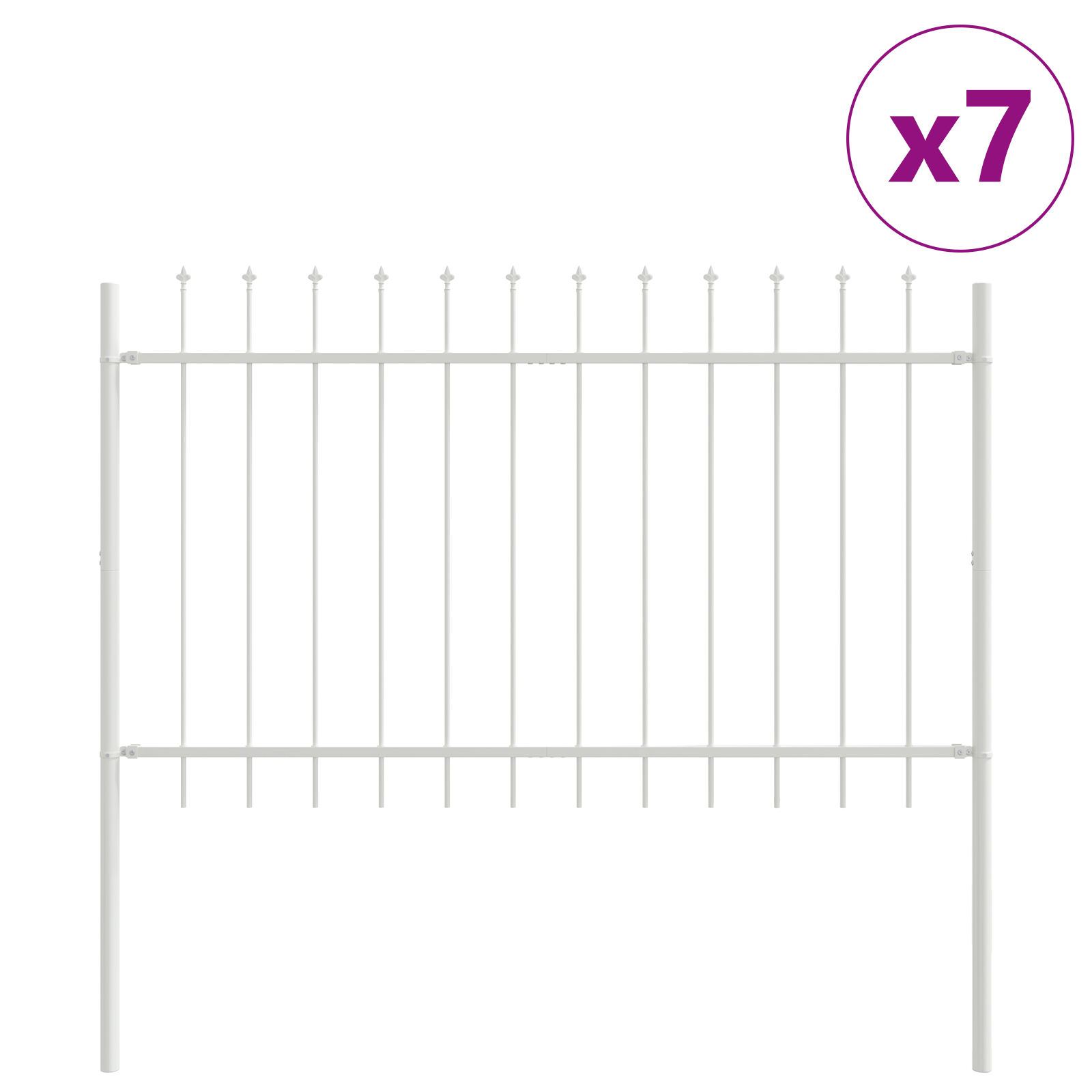 Garden Fence with Spear Top White 11.9x1 m Steel - Image 2