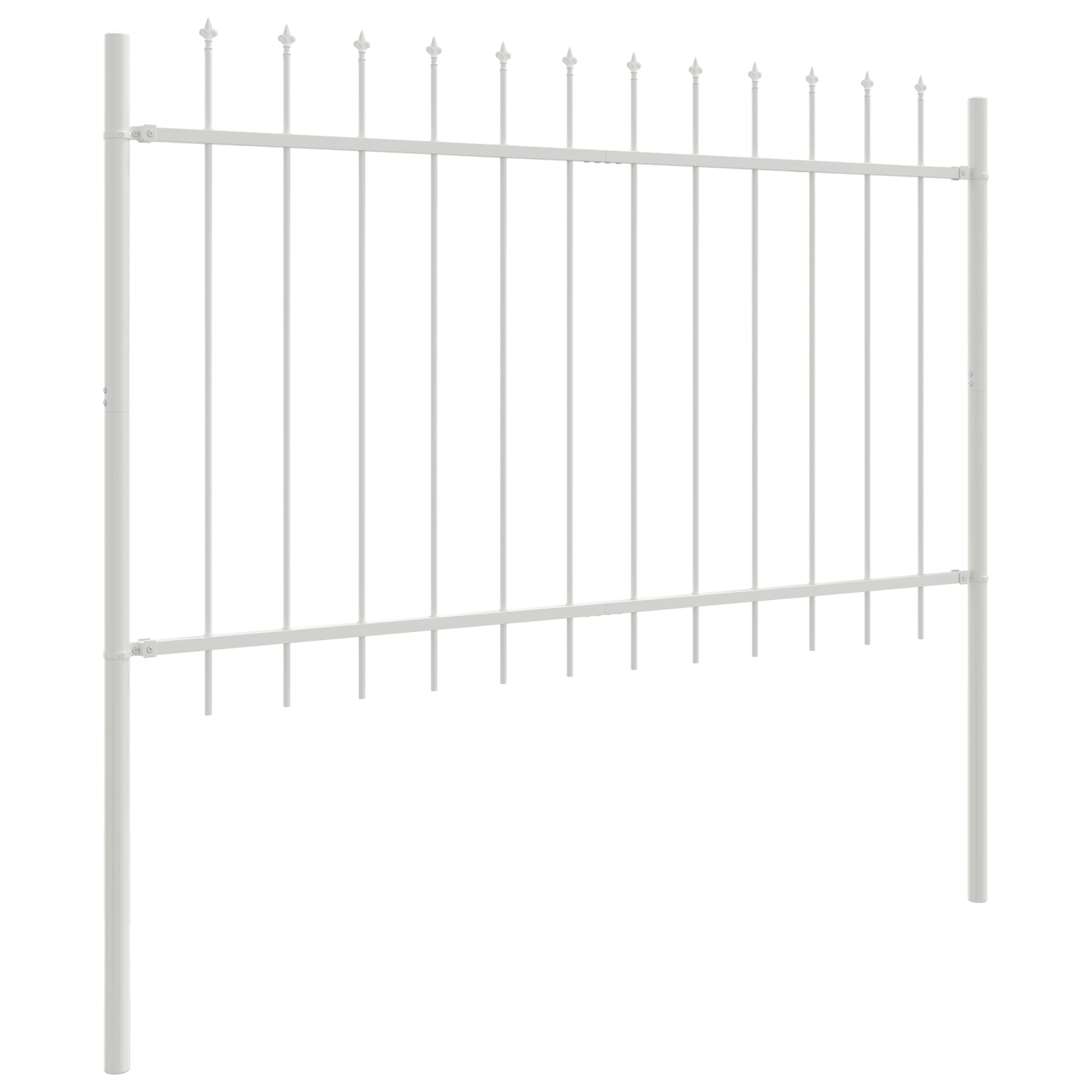 Garden Fence with Spear Top White 11.9x1 m Steel - Image 3