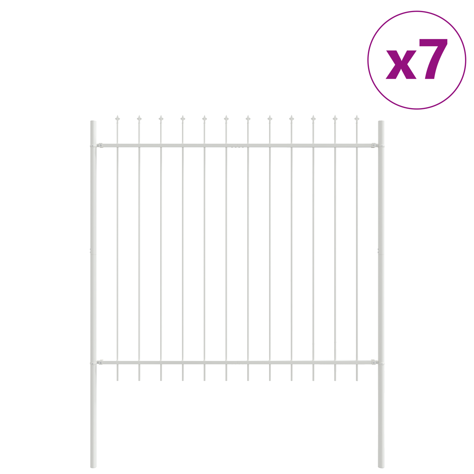 Garden Fence with Spear Top - White, 11.9 x 1.5 m, Steel - Image 2