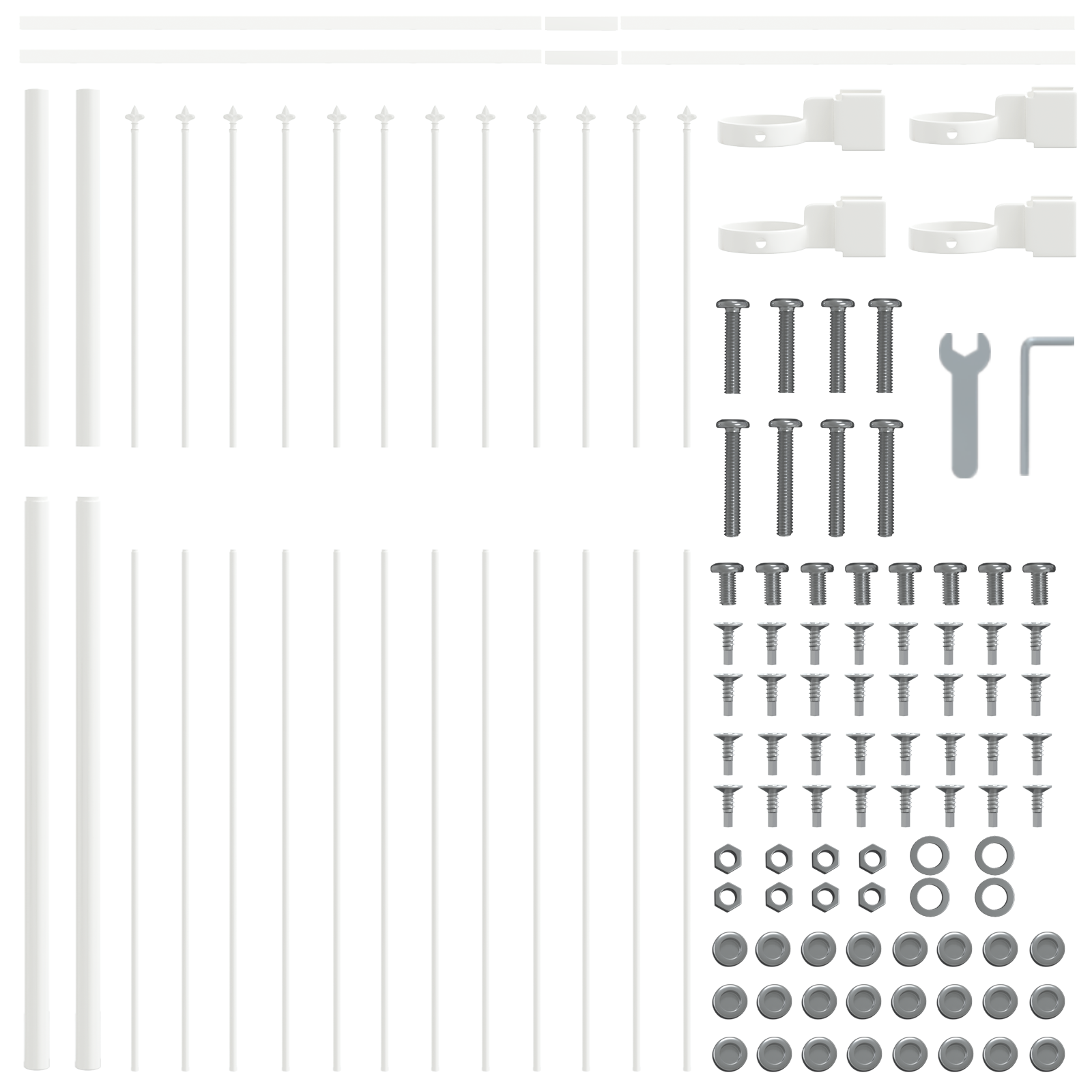 Garden Fence with Spear Top - White, 11.9 x 1.5 m, Steel - Image 5