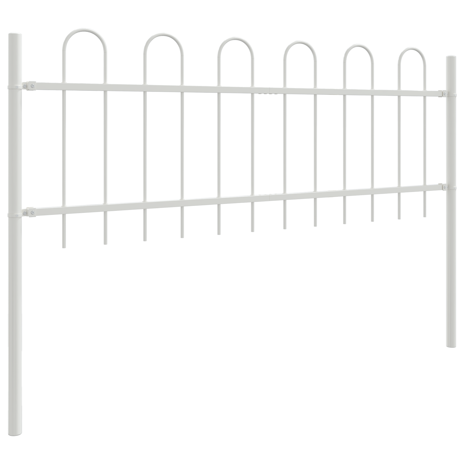 Garden Fence with Hoop Top White 11,9x0,6 m Steel - Image 3