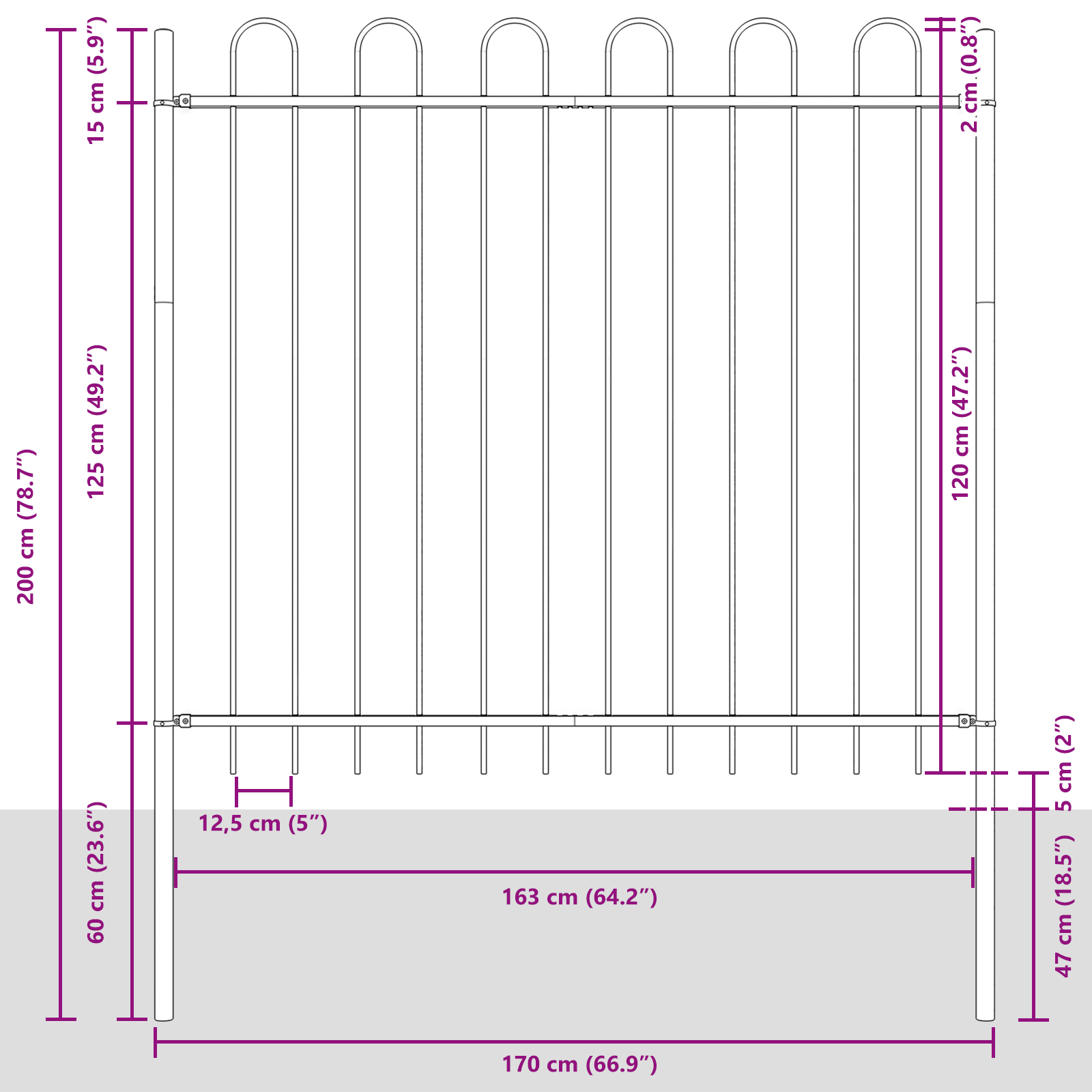 Garden Fence Set of 7 White Powder-Coated Metal - Image 7