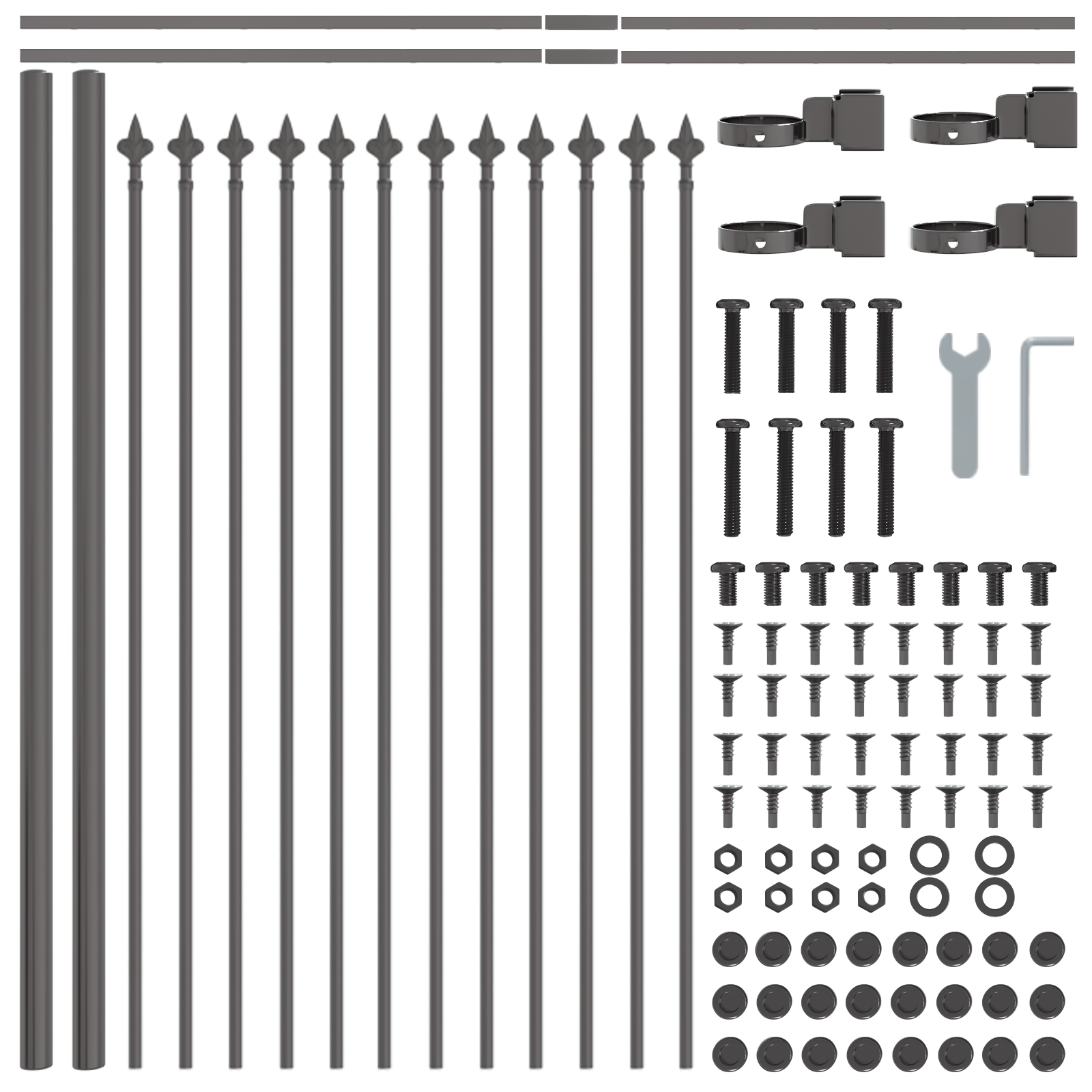 Garden Fence with Spear Top - Grey, 13.6 x 0.6 m, Steel - Image 5