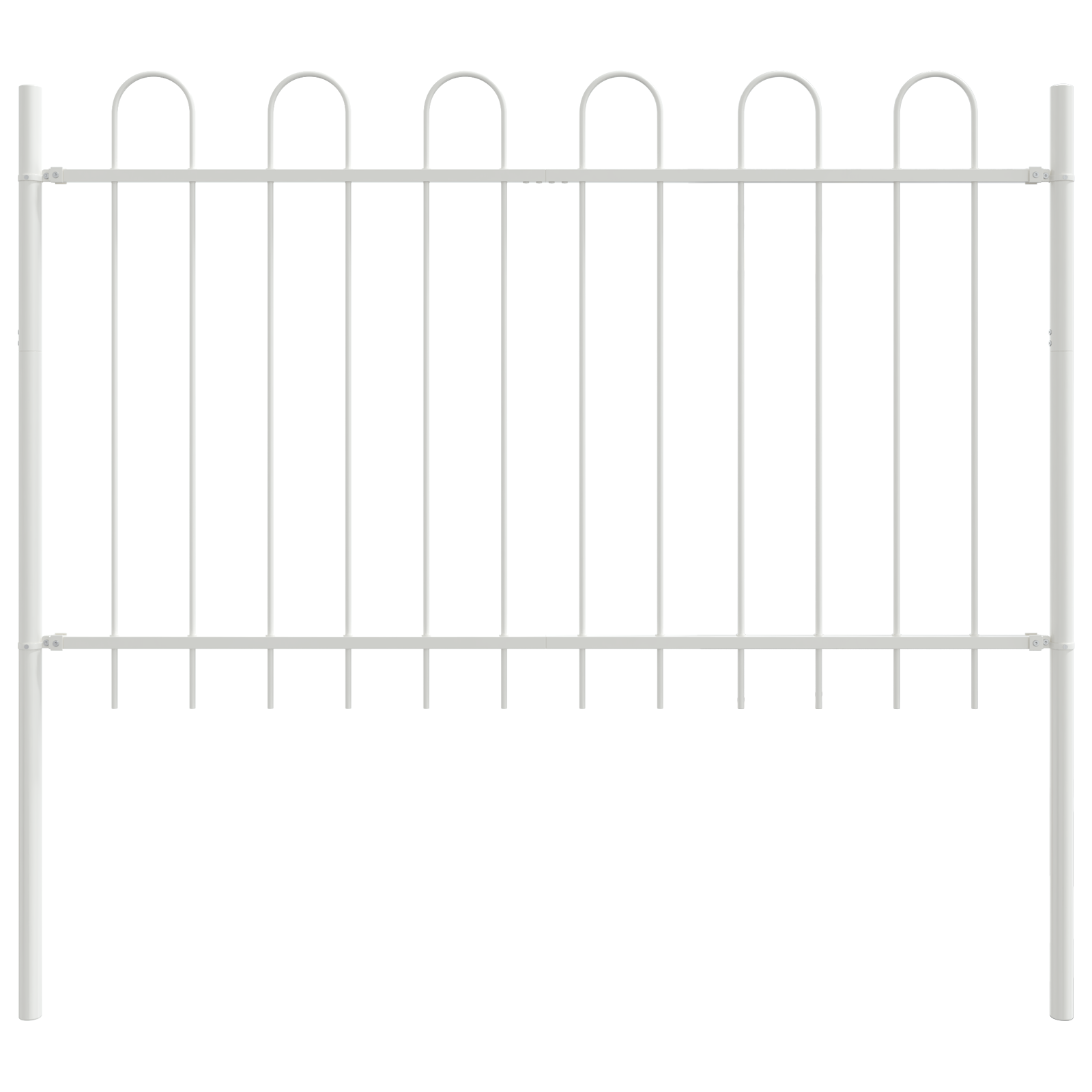 White Garden Fence with Hoop Top - 13.6 x 0.8 m - Steel - Image 4