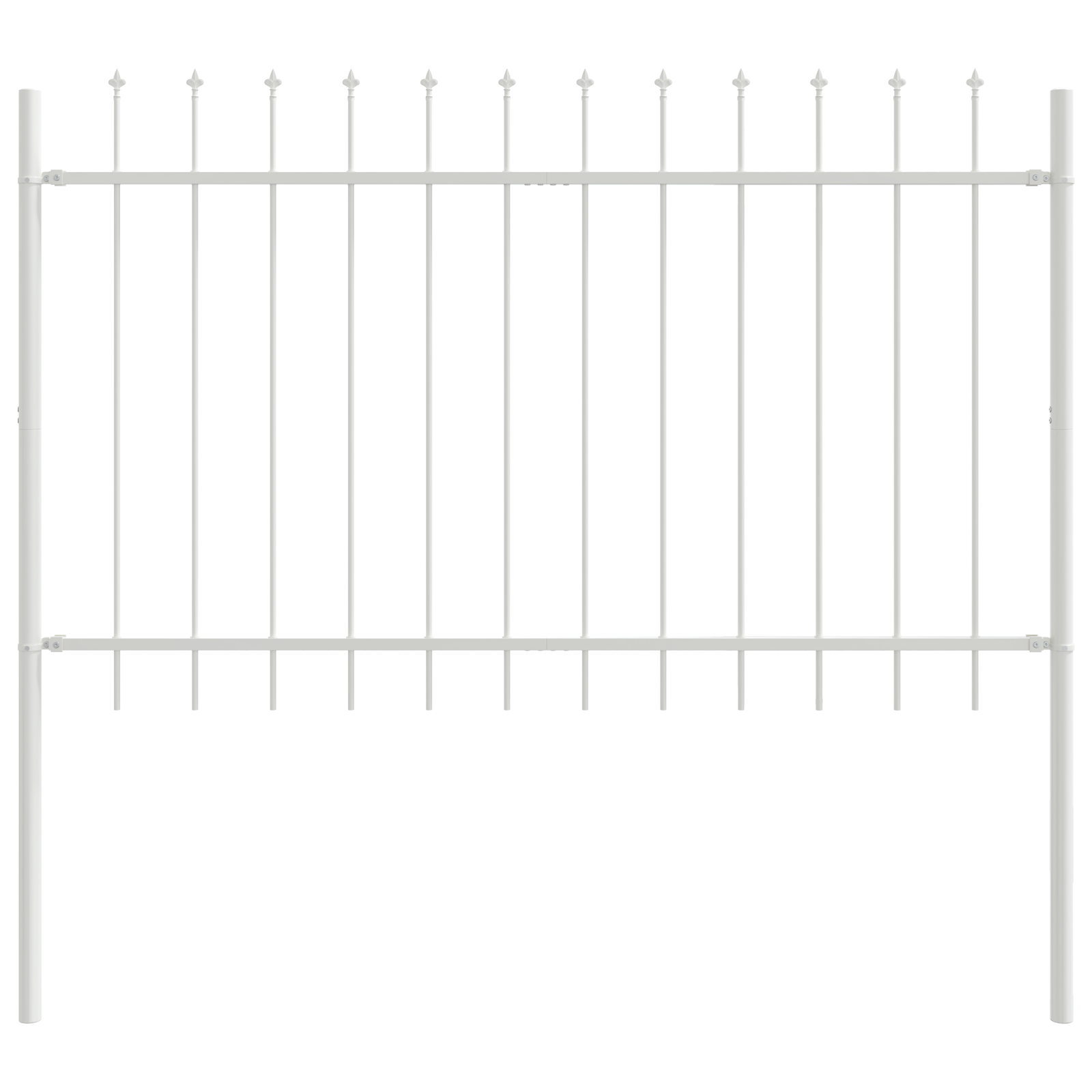 White Garden Fence with Spear Top, 15.3x1 m Steel - Image 4