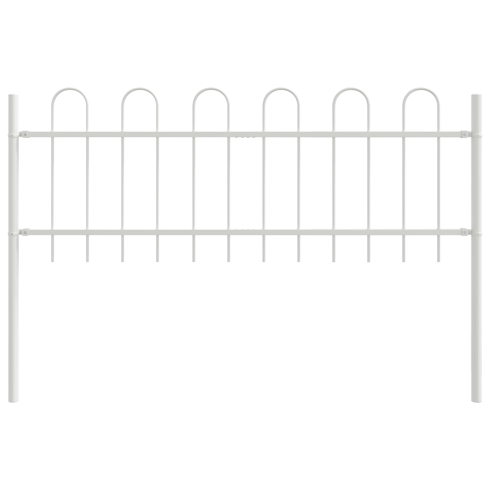 Garden Fence with Hoop Top - White, 15.3 x 0.6 m, Steel - Image 4