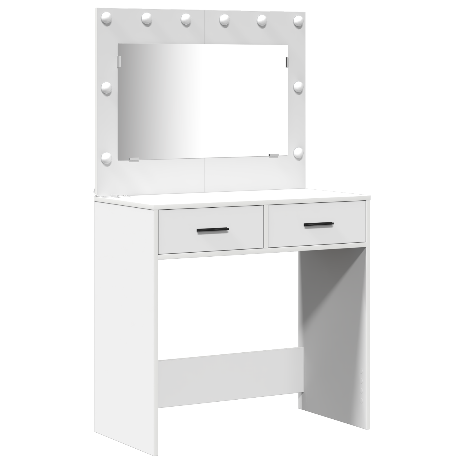 2 Piece Dressing Table Set with LED White Engineered Wood - Image 4