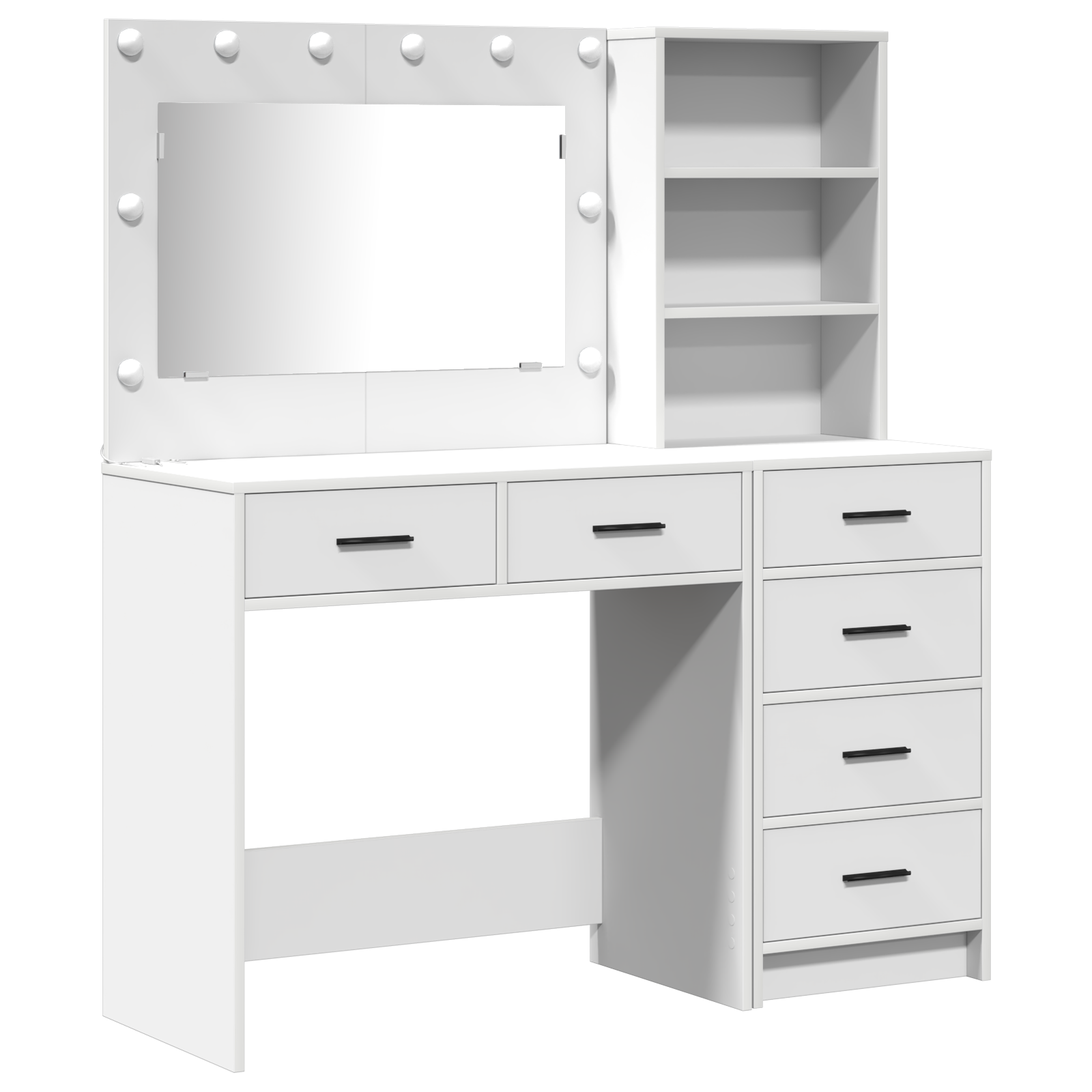 2 Piece Dressing Table Set with LED White Engineered Wood - Image 2