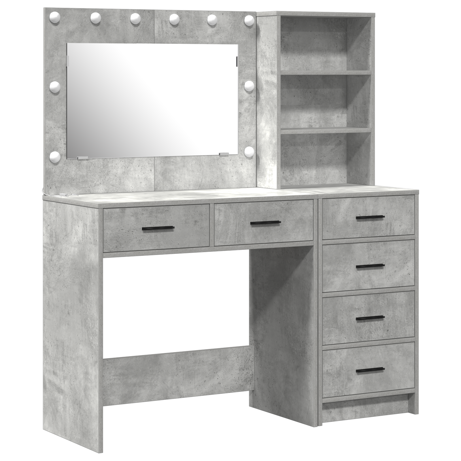 2 Piece Dressing Table Set with LED Concrete Grey Engineered Wood - Image 2