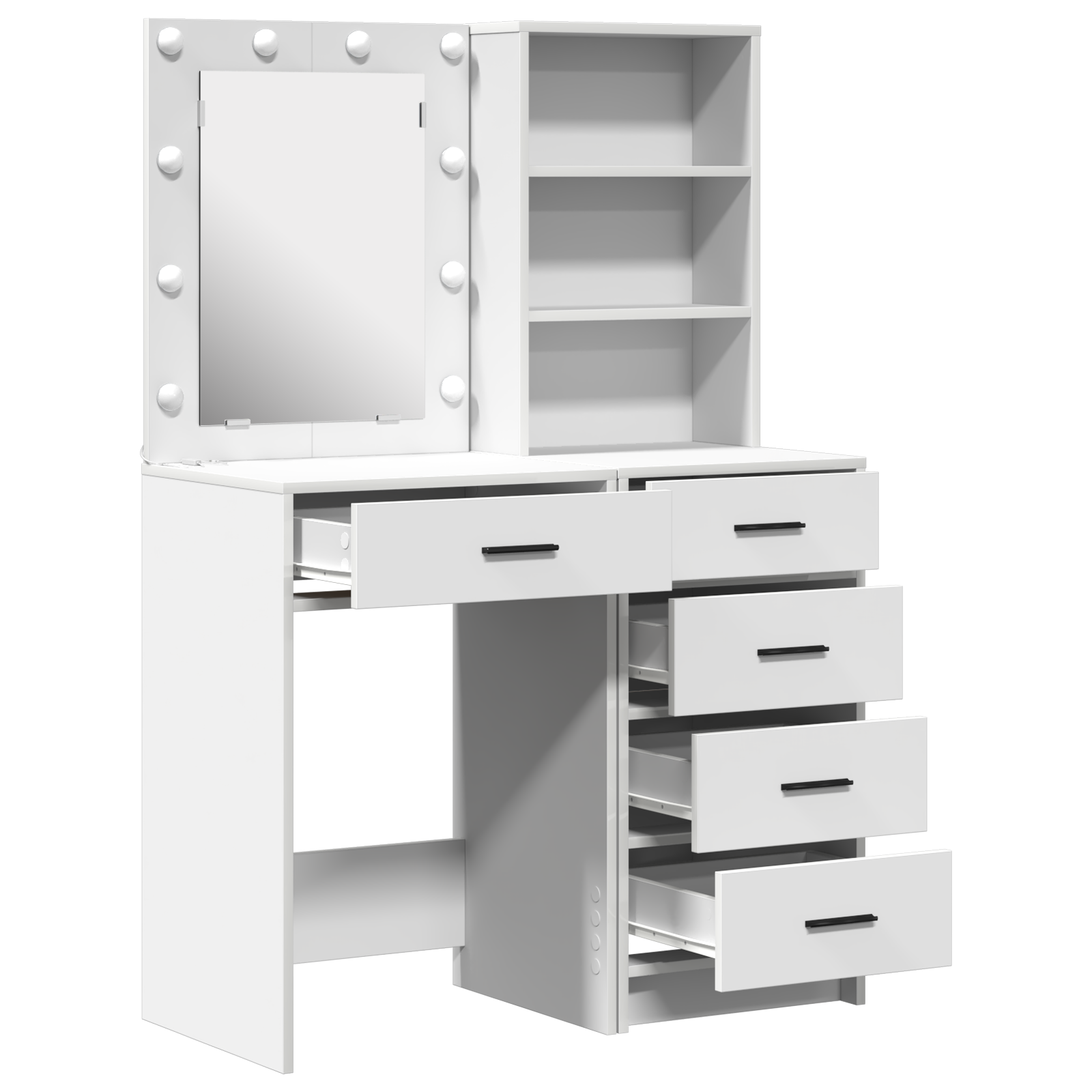 2 Piece Dressing Table Set with LED White Engineered Wood - Image 6