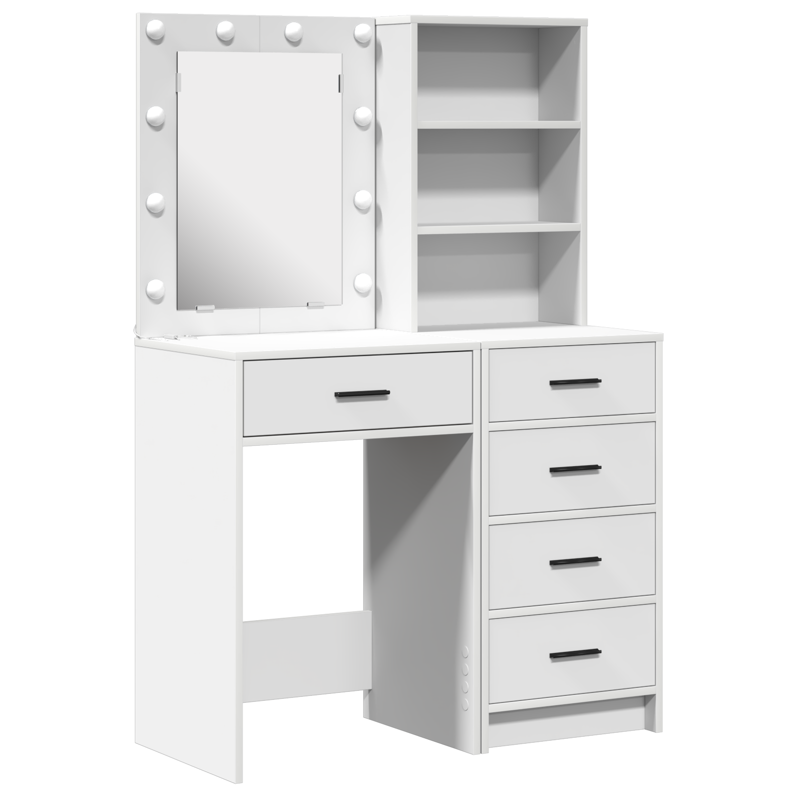 2 Piece Dressing Table Set with LED White Engineered Wood - Image 2