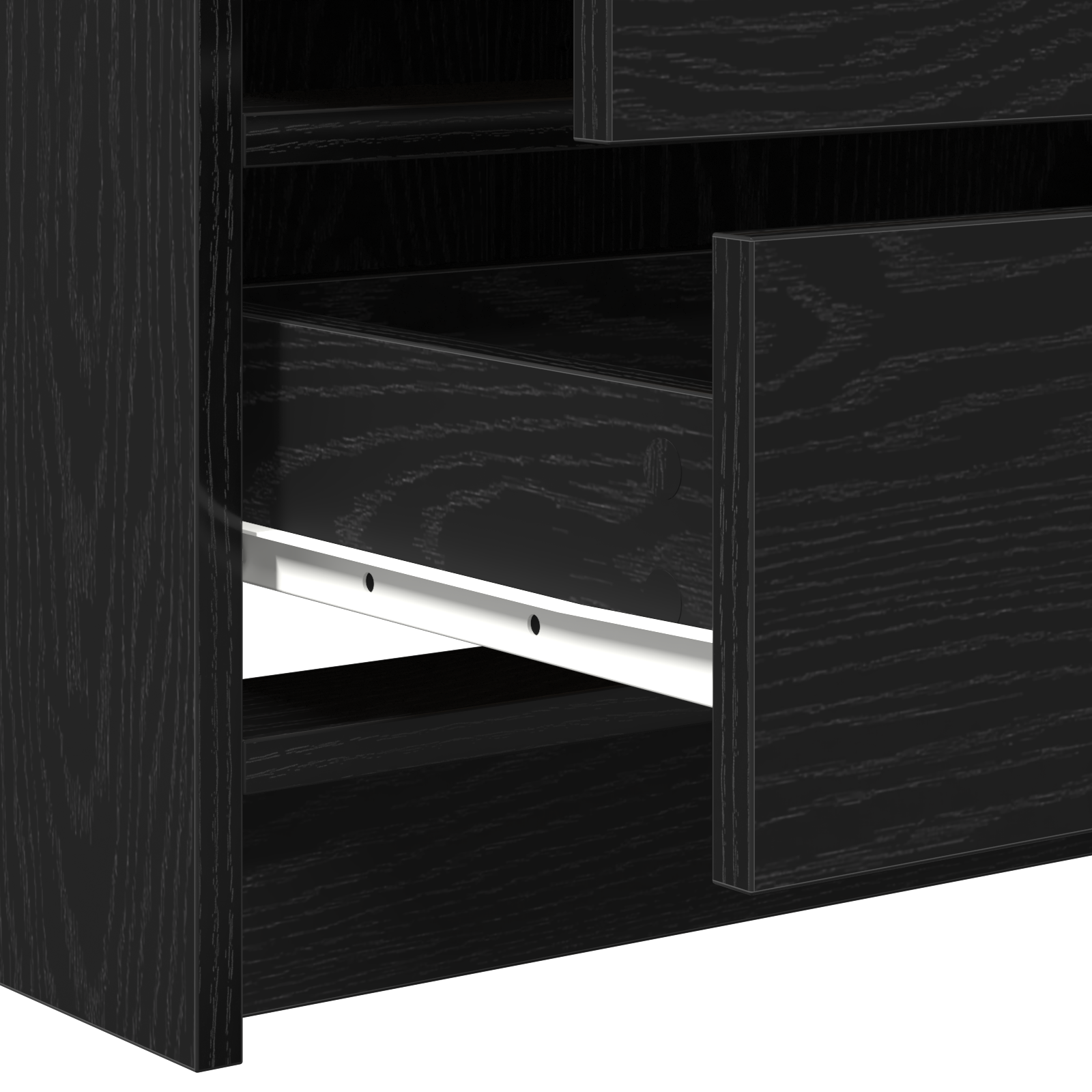 3 Piece Dressing Table Set with LED Black Engineered Wood - Image 9