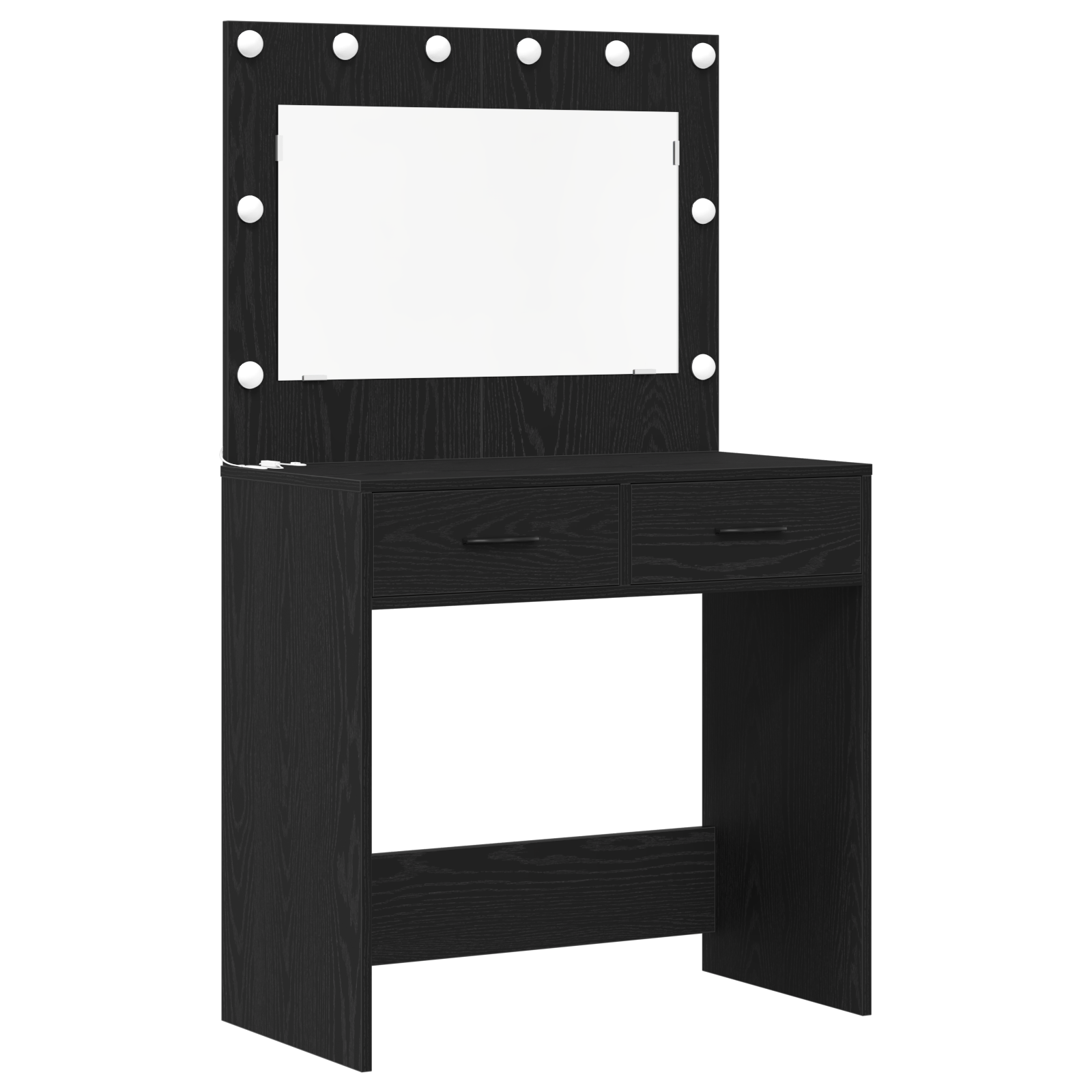 3 Piece Dressing Table Set with LED Black Engineered Wood - Image 4